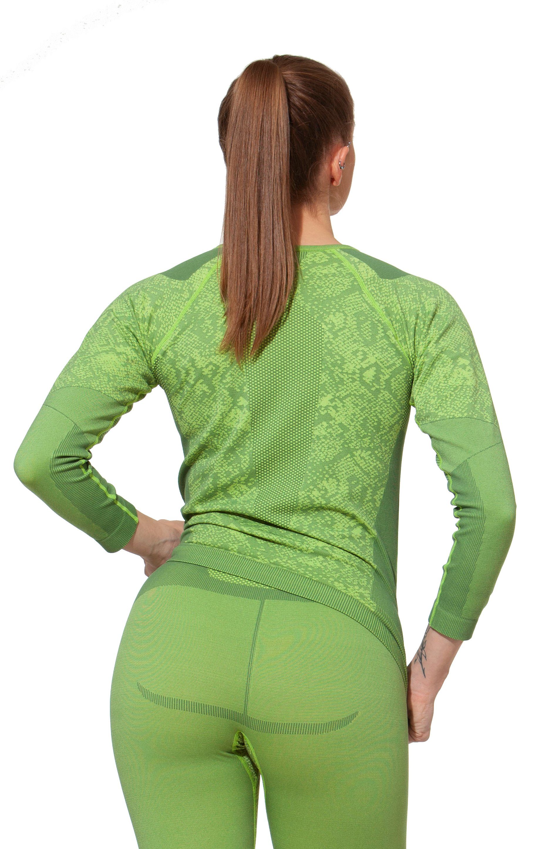 Soul® Seamless Stark Thermounterhemd Funktionsshirt Damen Funktionsshirt grün Langarm - Long - Sleeve