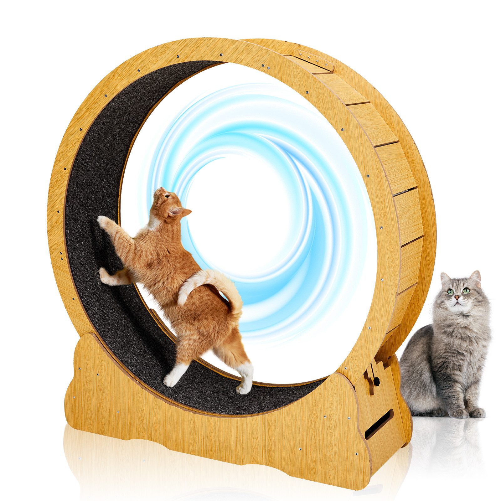 LALAHO Tier-Intelligenzspielzeug Tierlaufrad Katzenlaufband Innendurchmesser 100cm, MDF, für Katzen bis 12 kg, stabil und leise, Sicherheitsschloss-Design