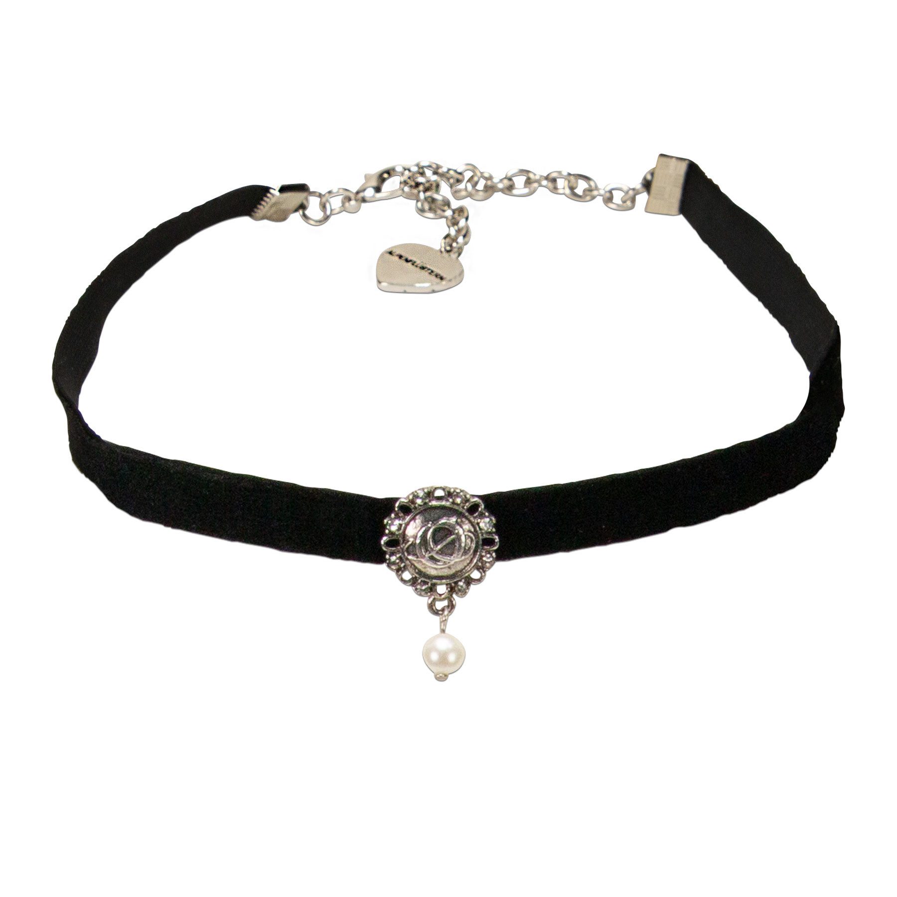 Valentinstagsgeschenk Alpenflüstern Choker Oktoberfest Trachten-amtkropfband (schwarz), - Trachtenkette enganliegend, Kropfkette elastisch, Damen-Tr