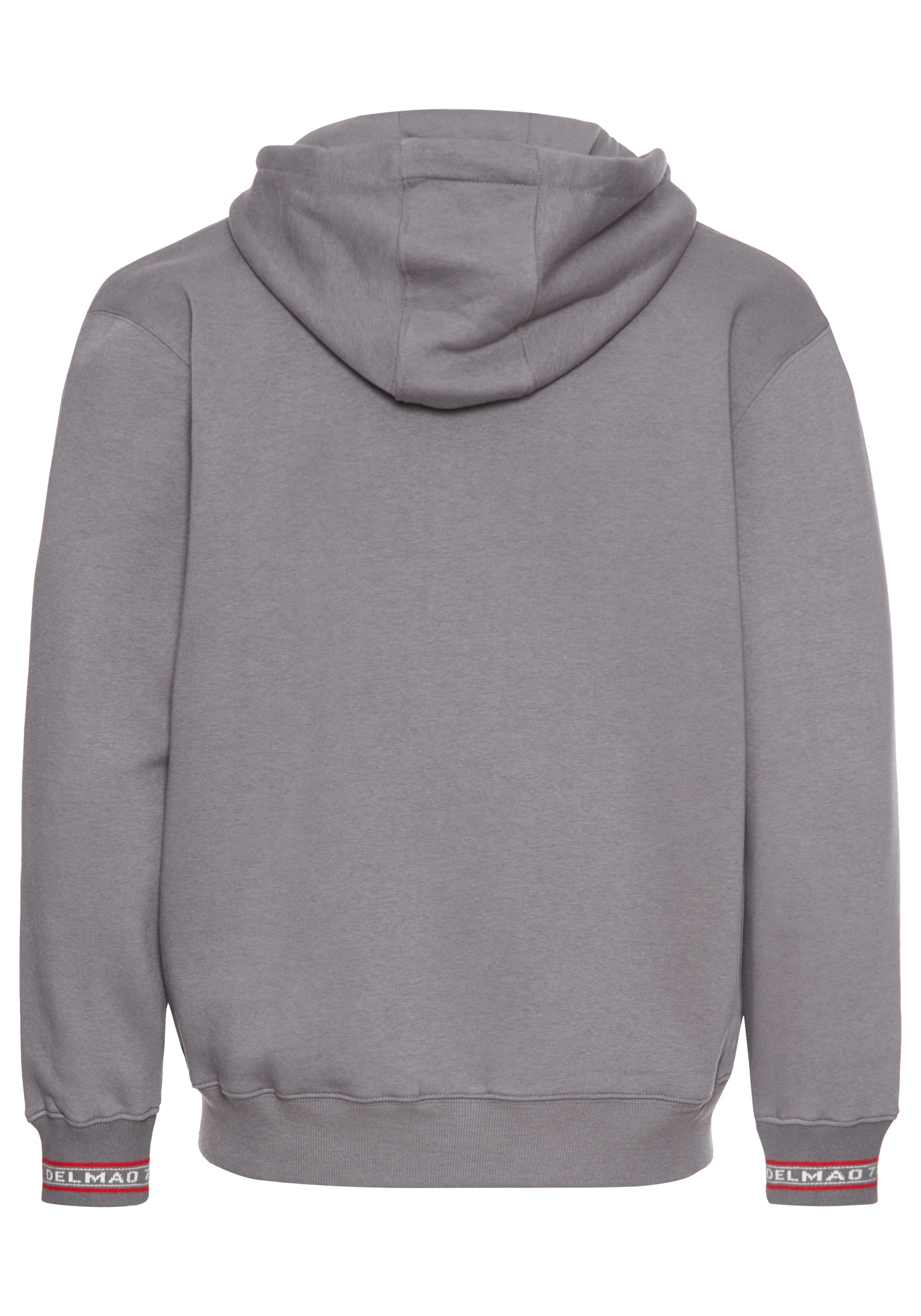DELMAO Kapuzensweatjacke mit kontrastfarbenen Reißverschlüssen
