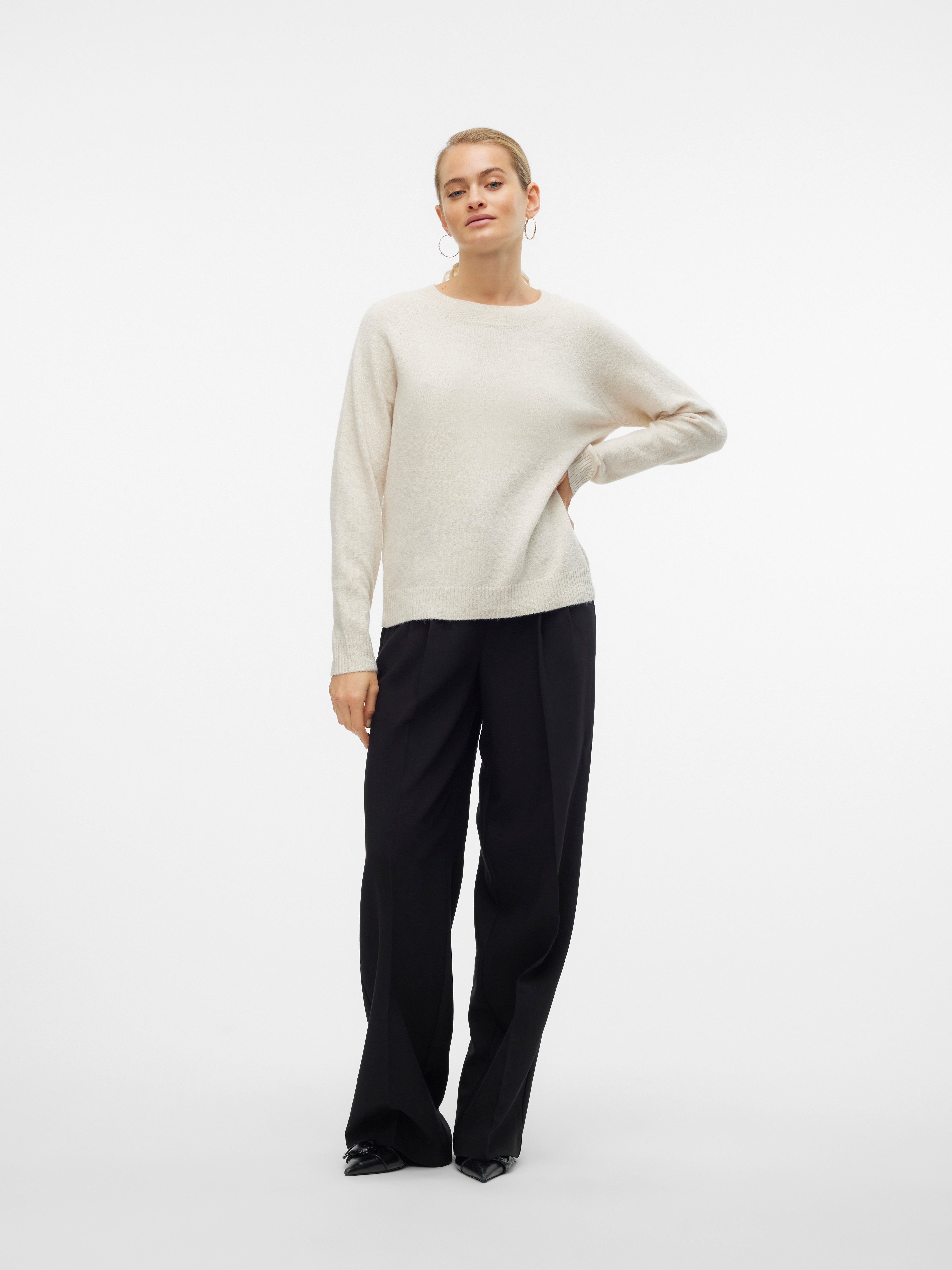 Vero Moda Rundhalspullover VMDOFFY in melierter Optik