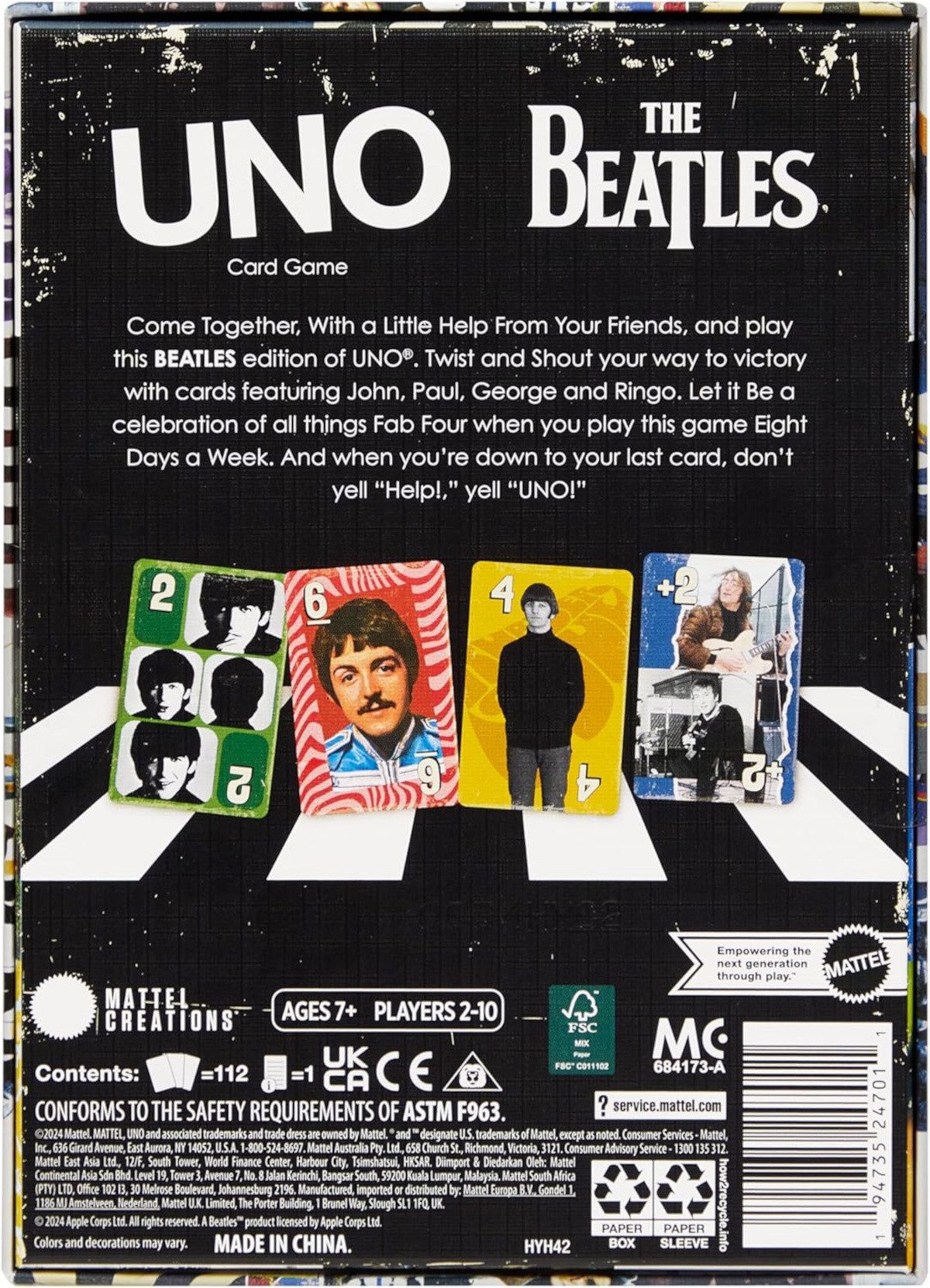 Mattel® Spiel UNO The Beatles Kartenspiel Musik Edition