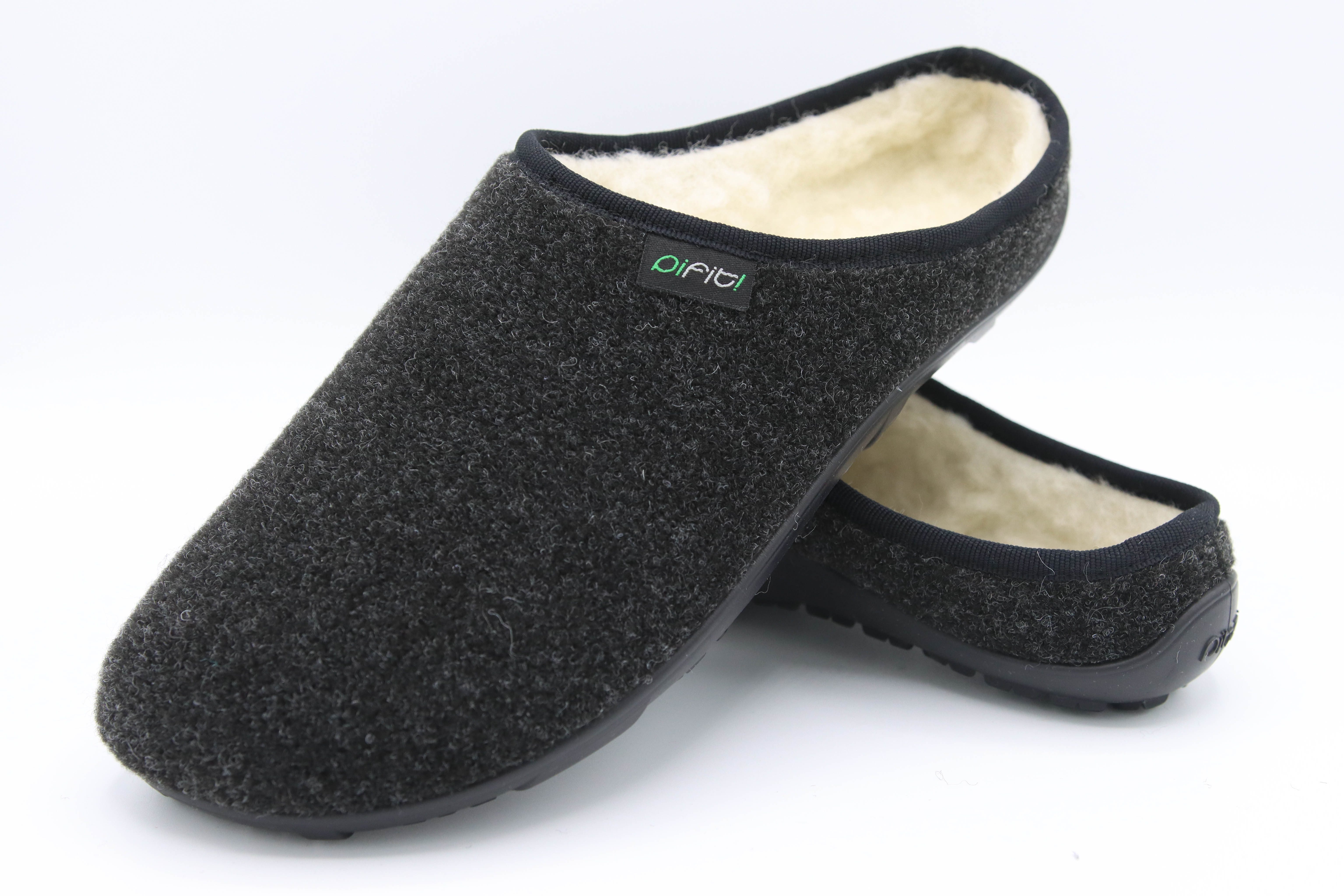 pifit! Pantoffel "cosy" aus Wollstoff, gefüttert, 32101-1, schwarz Barfußschuh