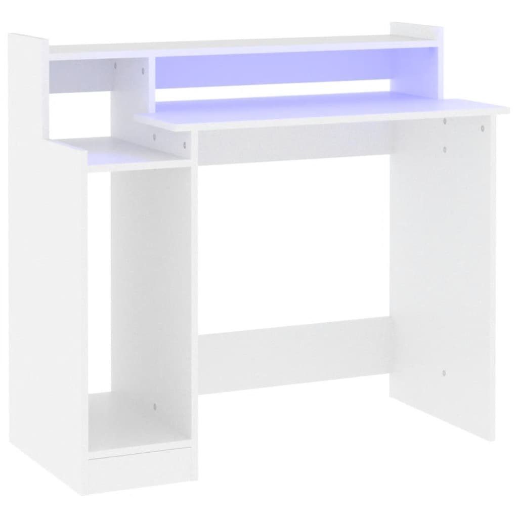 furnicato Schreibtisch mit LEDs Holzwerkstoff 97x45x90 Weiß cm