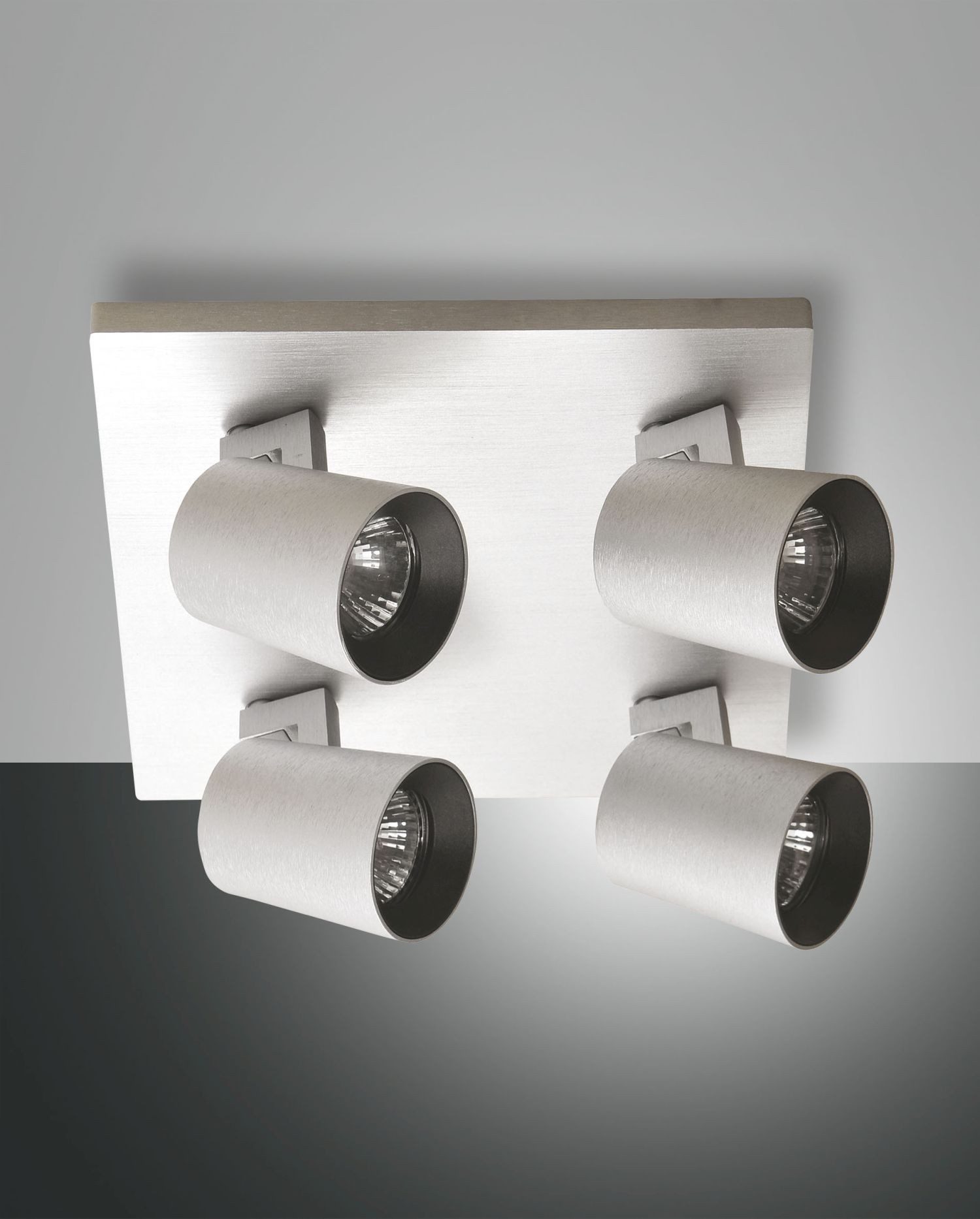 Licht-Erlebnisse Deckenstrahler LOSUN, ohne Leuchtmittel, Aluminium GU10 verstellbar B: 24 cm gebürstet 4-flammig eckig