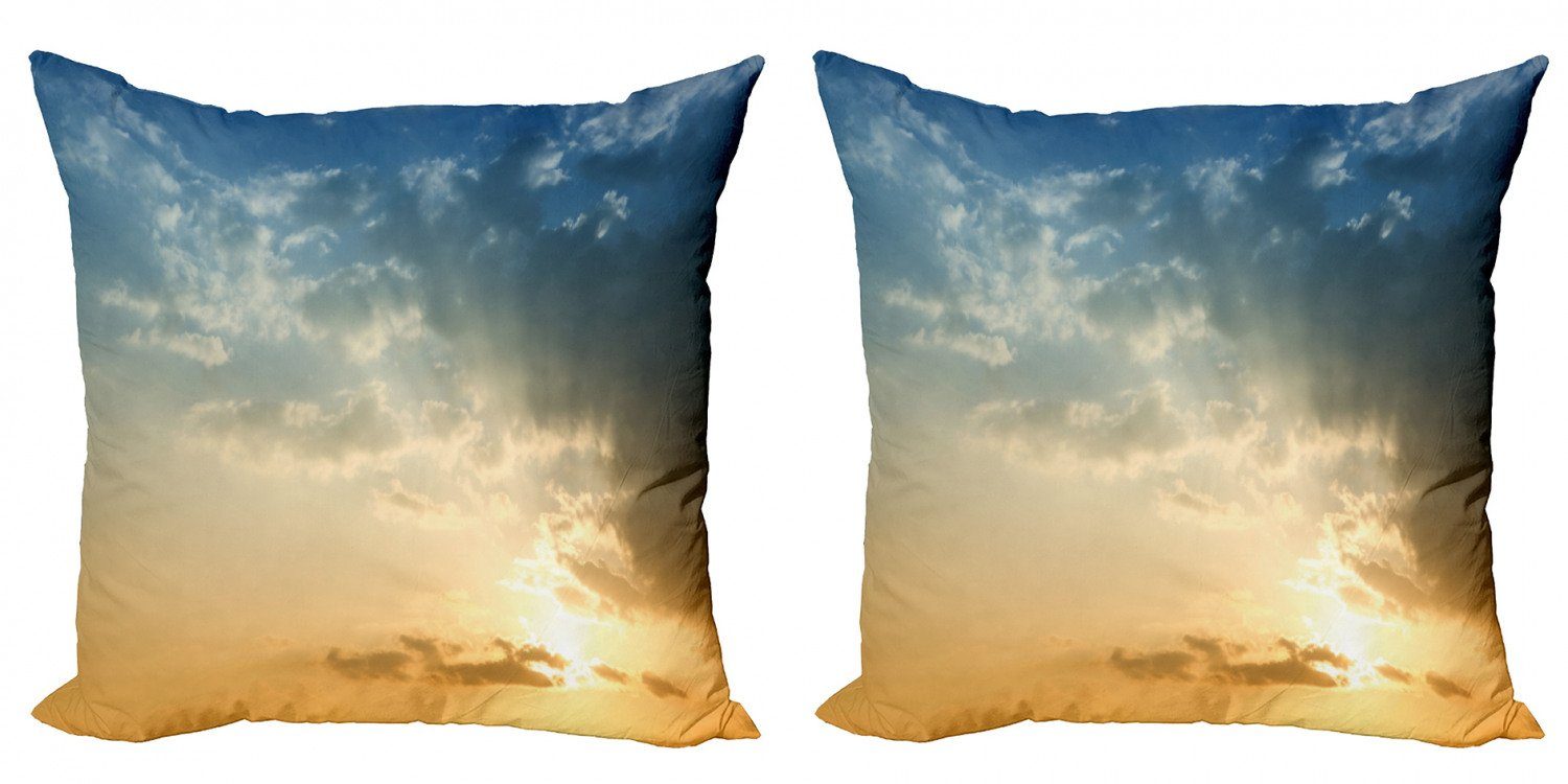 Kissenbezüge Modern Accent Doppelseitiger Digitaldruck, Abakuhaus (2 Stück), Blau Sky Sonnenstrahlen Abenddämmerung