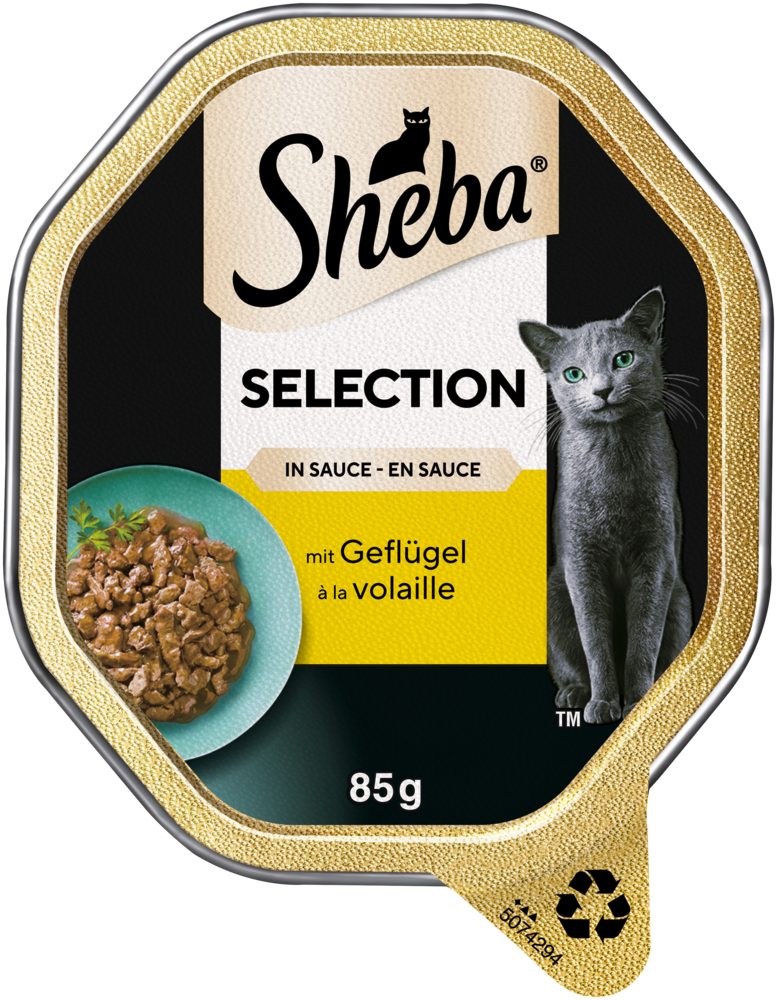 Sheba SHEBA® Schale Selection in Sauce mit Geflügelhäppchen 2 x 11 x 85g, Nassfutter für: Katze