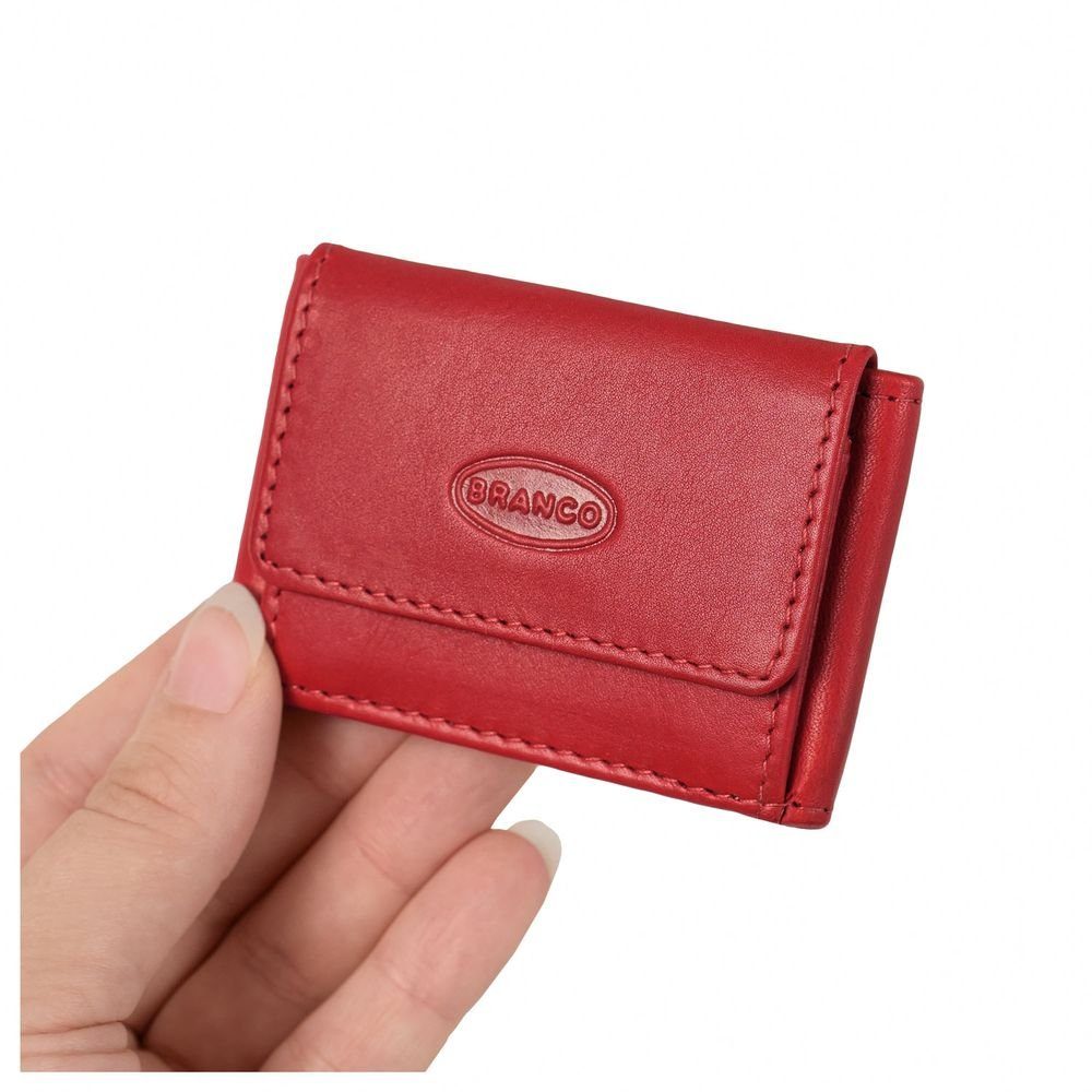 BRANCO Mini Geldbörse Sehr Kleine Geldbörse / Mini Portemonnaie, Leder, Rot, Branco 103