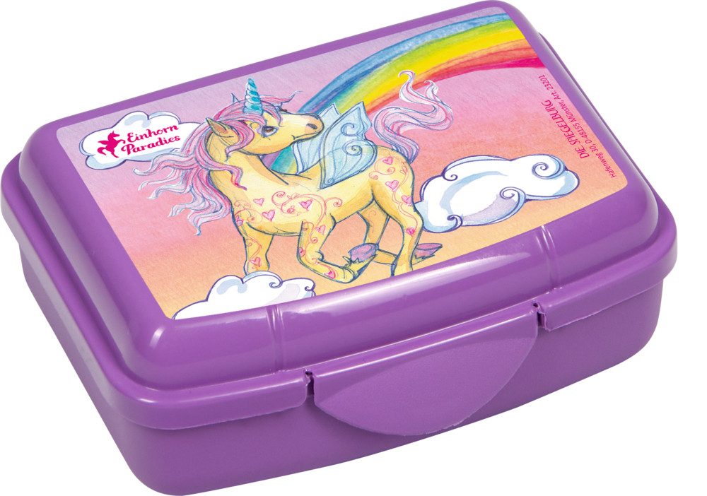 COPPENRATH DIE SPIEGELBURG Keksdose Mini-Snackbox „Einhorn-Paradies“ für Obst, Nüsse & Snacks, Kunststoff, (Set, 1-tlg., 1), Made in Germany