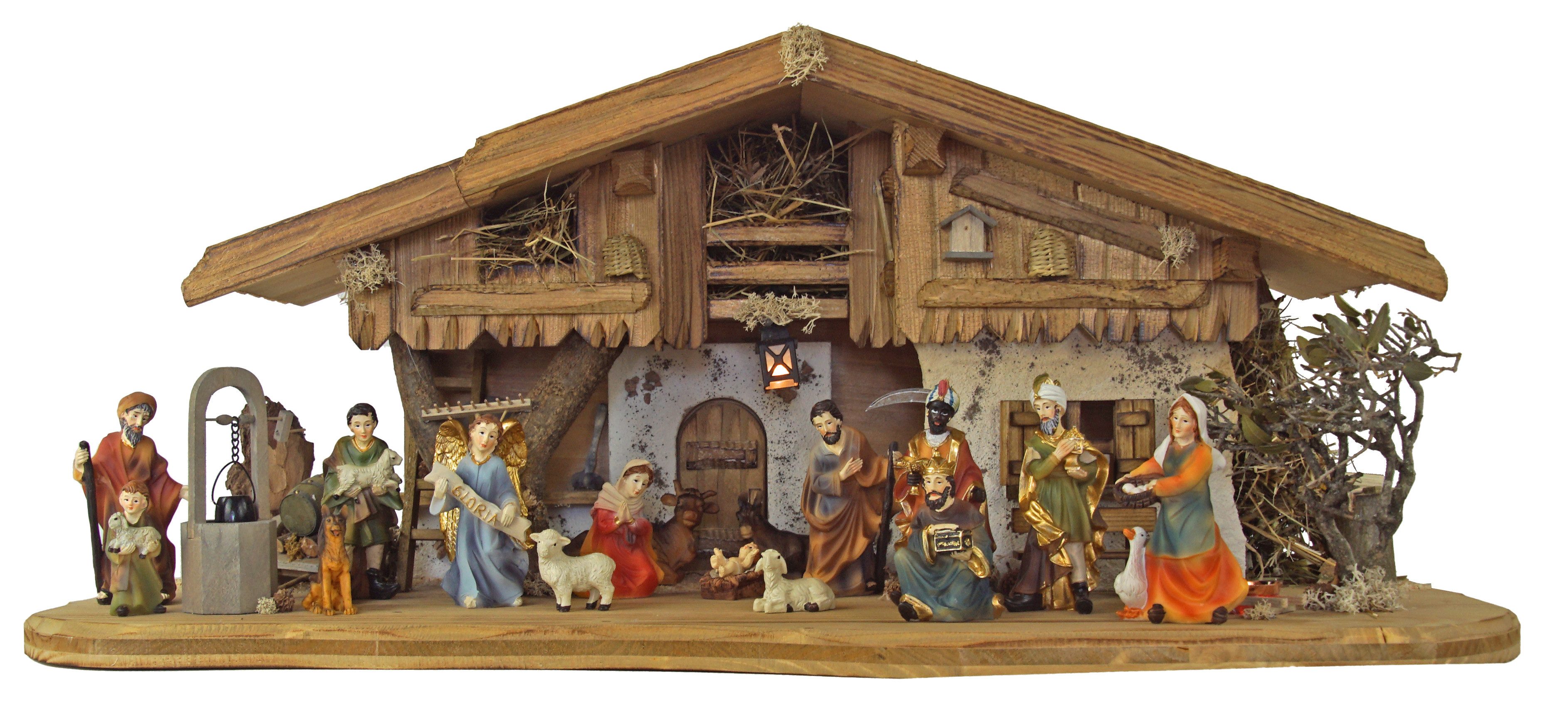 Krippenursel Krippe Weihnachtskrippe Thun inkl. 17-tlg. Figurensatz ETA 1 (1-tlg), Handbemalte Figuren