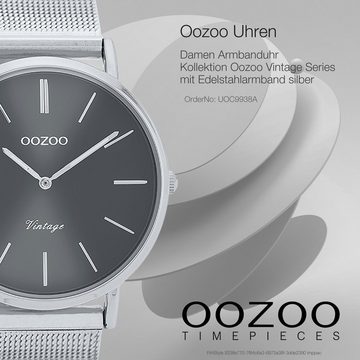 OOZOO Quarzuhr Oozoo Damen Armbanduhr silber Analog, (Analoguhr), Damenuhr rund, mittel (ca. 36mm) Edelstahlarmband, Casual-Style