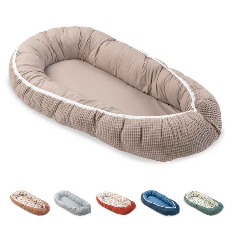 ULLENBOOM ® Bettnestchen Kuschelnest Baby 55x95 cm, kuscheliges Babynest, Made in EU, (1-tlg), Ideal für Neugeborene als Reisebett, Sand