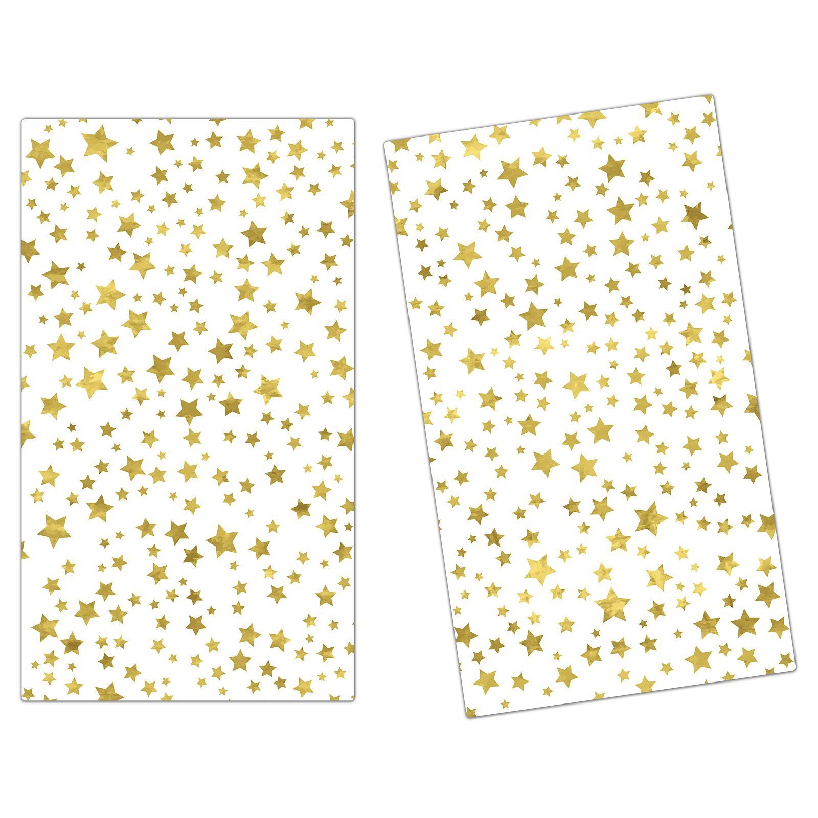 Sterne, Glas, Primedeco tlg) Herdabdeckplatte Goldene (2 Glas Herd-Abdeckplatte Spritzschutz aus