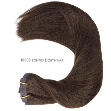 Wennalife Echthaar-Extension Nahtlose Clip-In-Haarverlängerungen,Helles Dunkelbraun