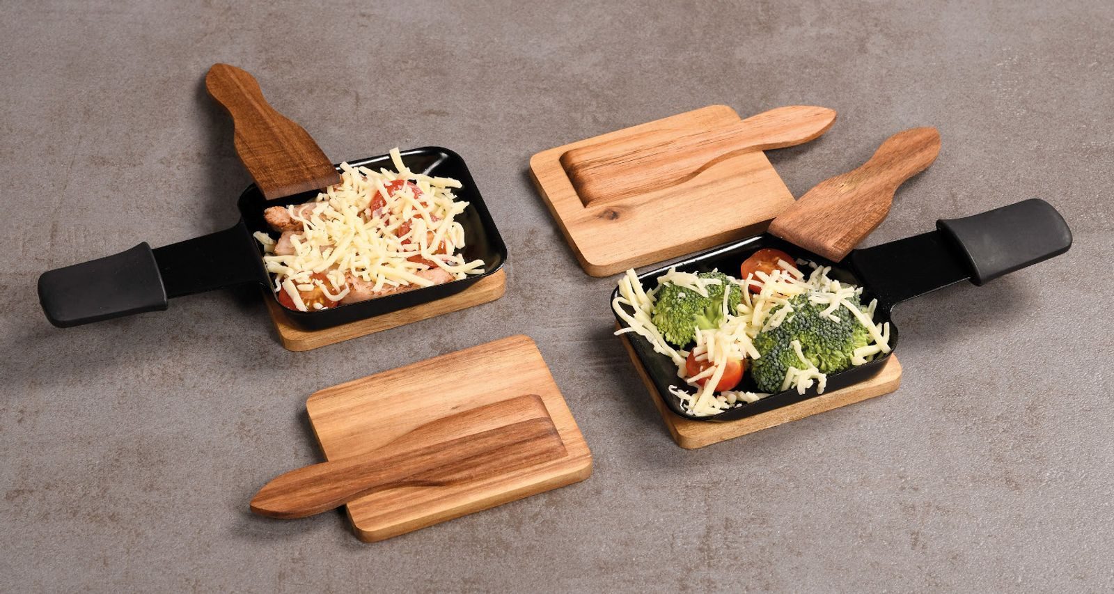 Gravidus Schneidebrett 8er Set Raclette Brettchen Untersetzer für Raclette-Schalen aus Akazie – Bild 4 von 4