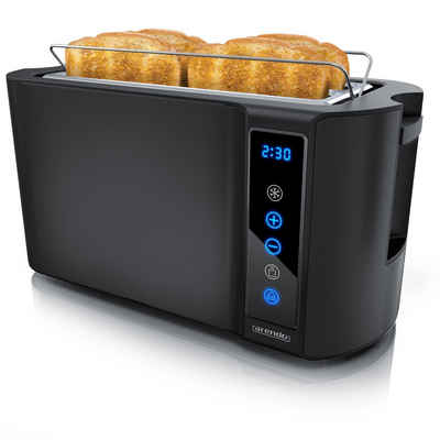 Arendo Toaster, 2 lange Schlitze, für 4 Scheiben, 1500 W, Langschlitz, Brötchenaufsatz, Wärmeisoliertes Gehäuse, Display, Touch