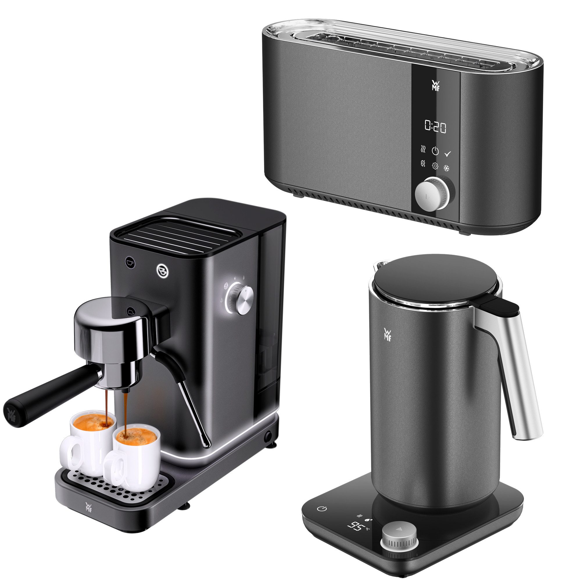 WMF Toaster und Wasserkocher Master und Espressomaschine Lumero Set 3-teilig