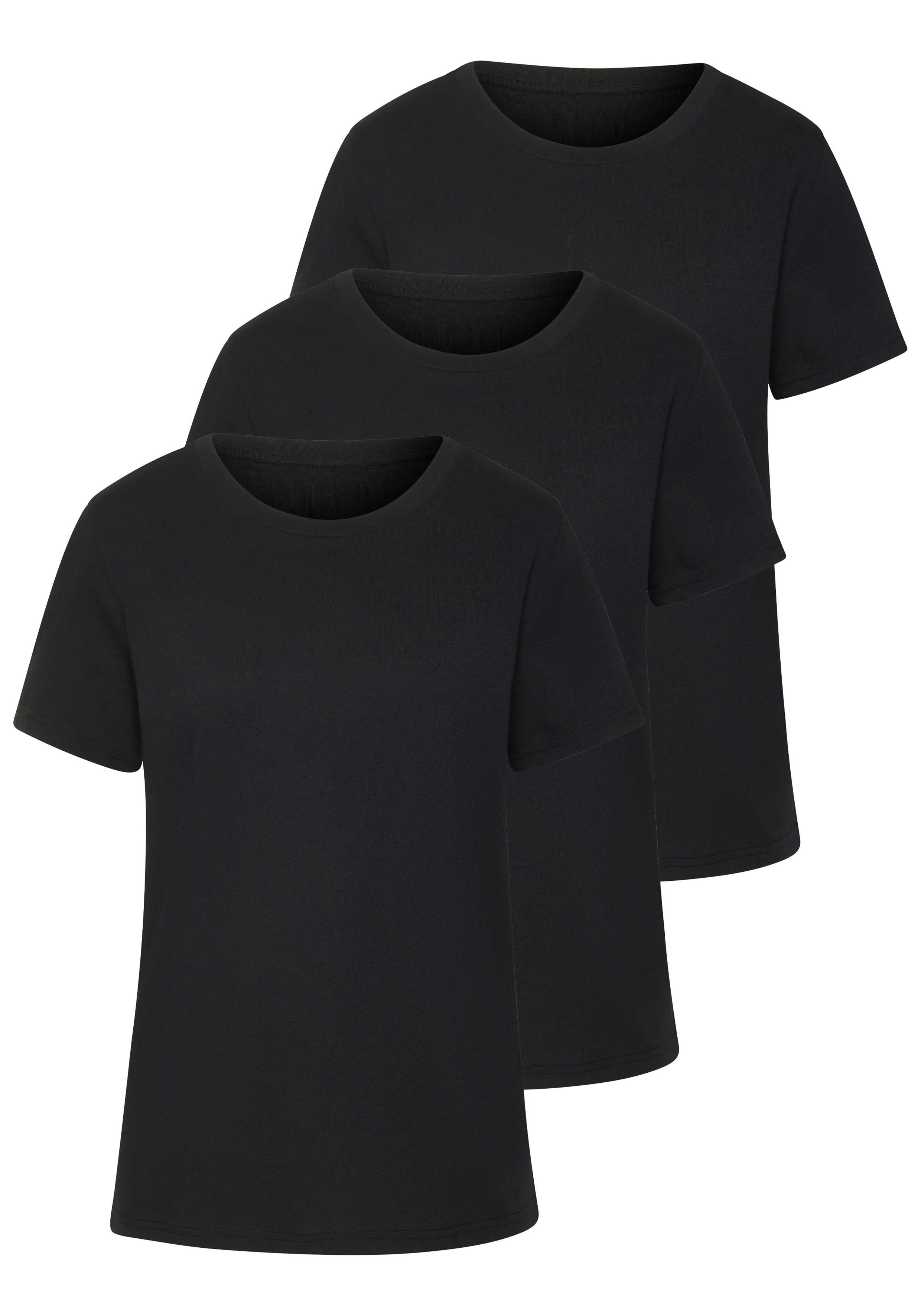 Beachtime T-Shirt "mit modischem Schlitz am Saum", (3er-Pack), aus hochwert günstig online kaufen