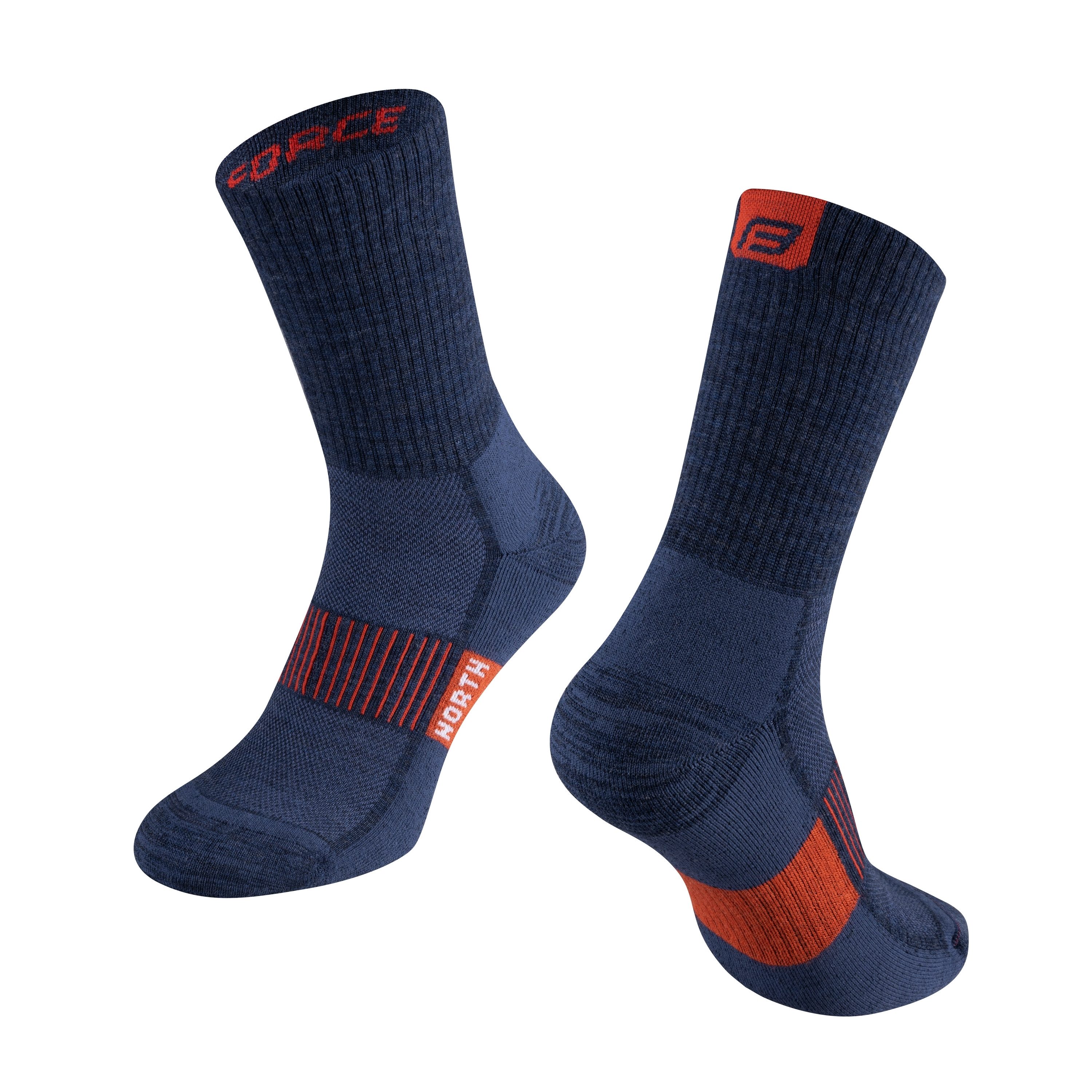 FORCE Sportsocken FORCE Merino Socken NORTH Thermo, S-M/36-41, Blau/Orange