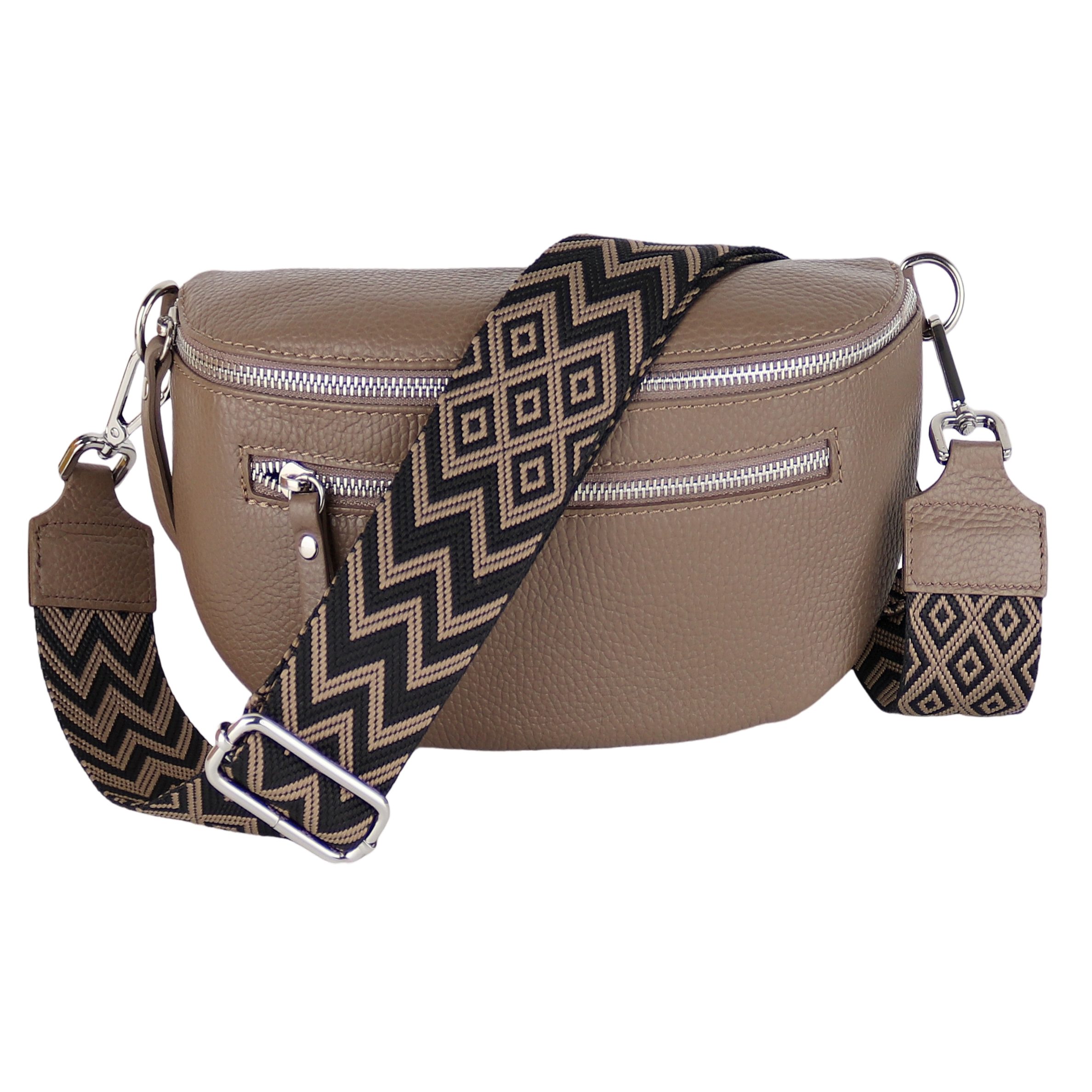 Bauchtasche Damen, Echtleder, Leder, Made in Italy, Umhängetasche, Brusttasche