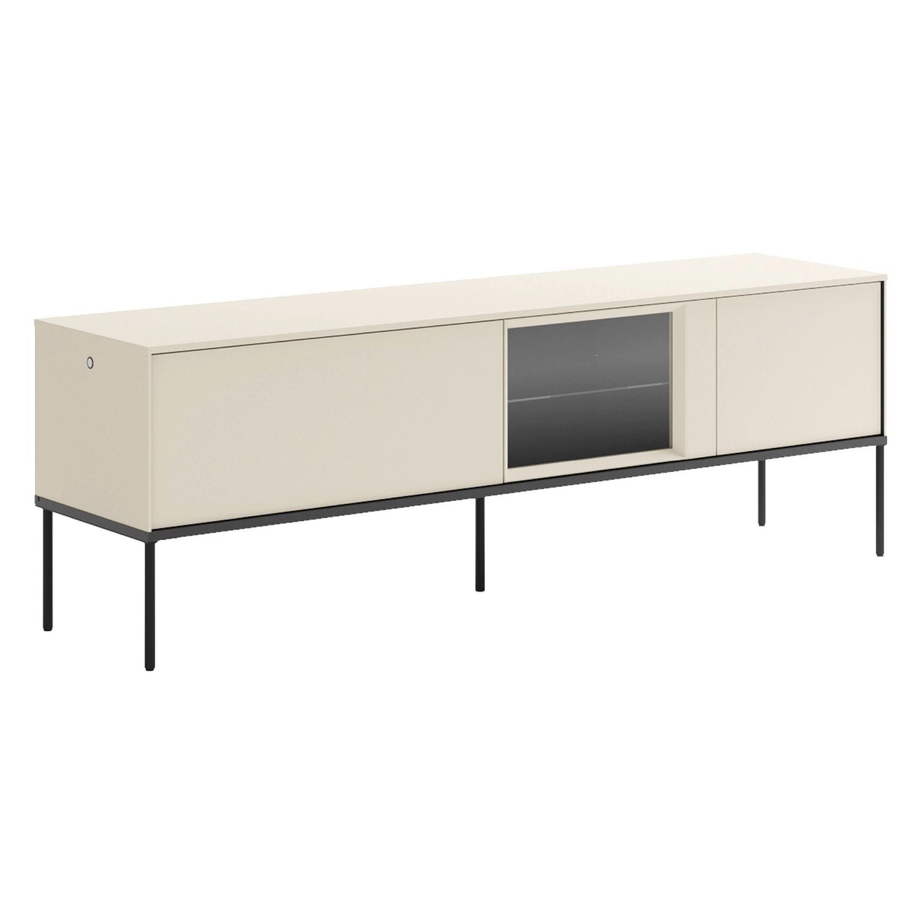 Selsey TV-Schrank BELLEZO TV-Lowboard mit beleuchteter Glasvitrine, Creme