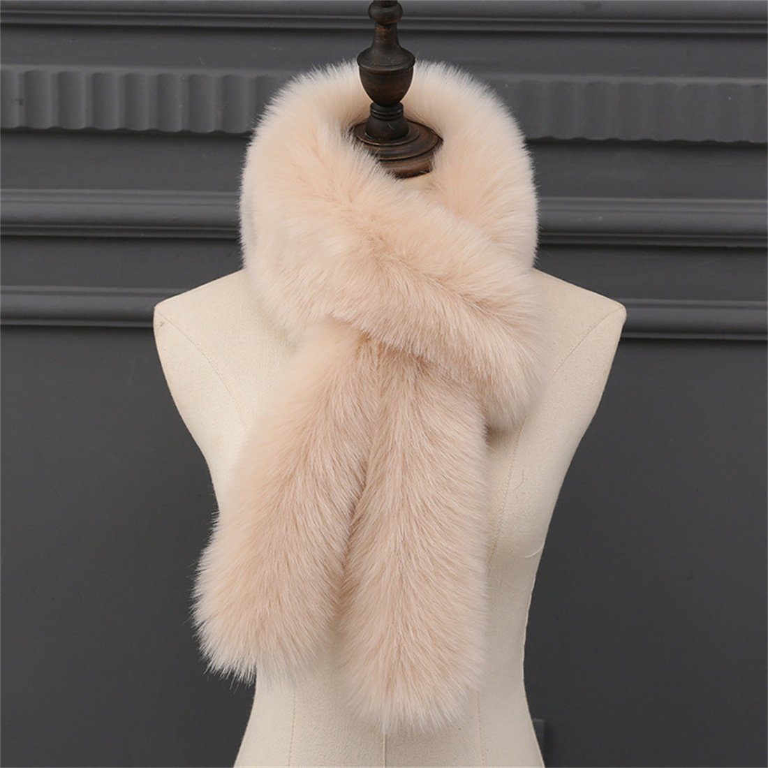 DÖRÖY Modeschal Damen Mode warm und Nachahmung Pelz Schal, Schwarz Weiß Kunstpelz Winter verdickt Schal