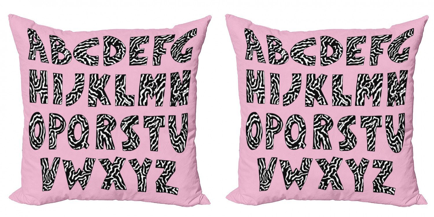 Zebra Kissenbezüge Doppelseitiger Accent Trippy Modern Stück), Digitaldruck, Abakuhaus Letters (2 rosa Funky