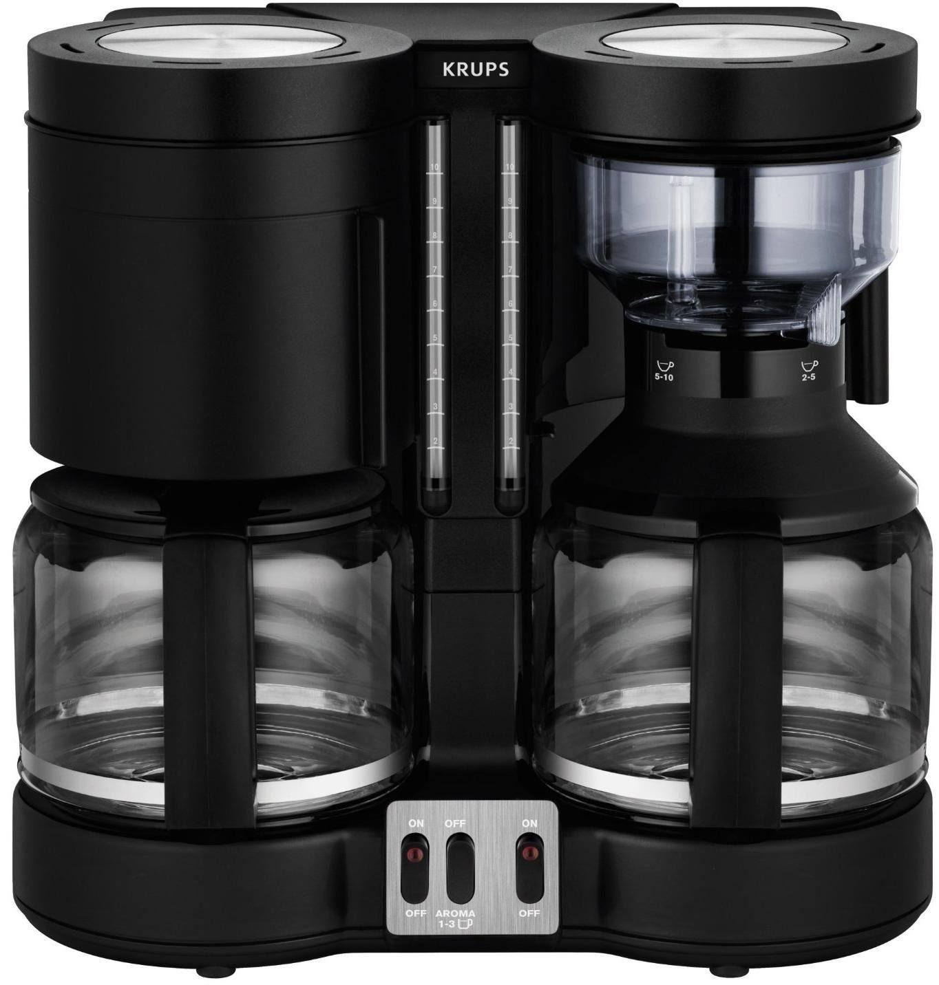 Krups Filterkaffeemaschine KM8508.11 Duothek Plus, 1l Kaffeekanne, Papierfilter 1x4, 1l Kaffeekanne, Papierfilter 1x4, Kombiautomat für Kaffee und Tee