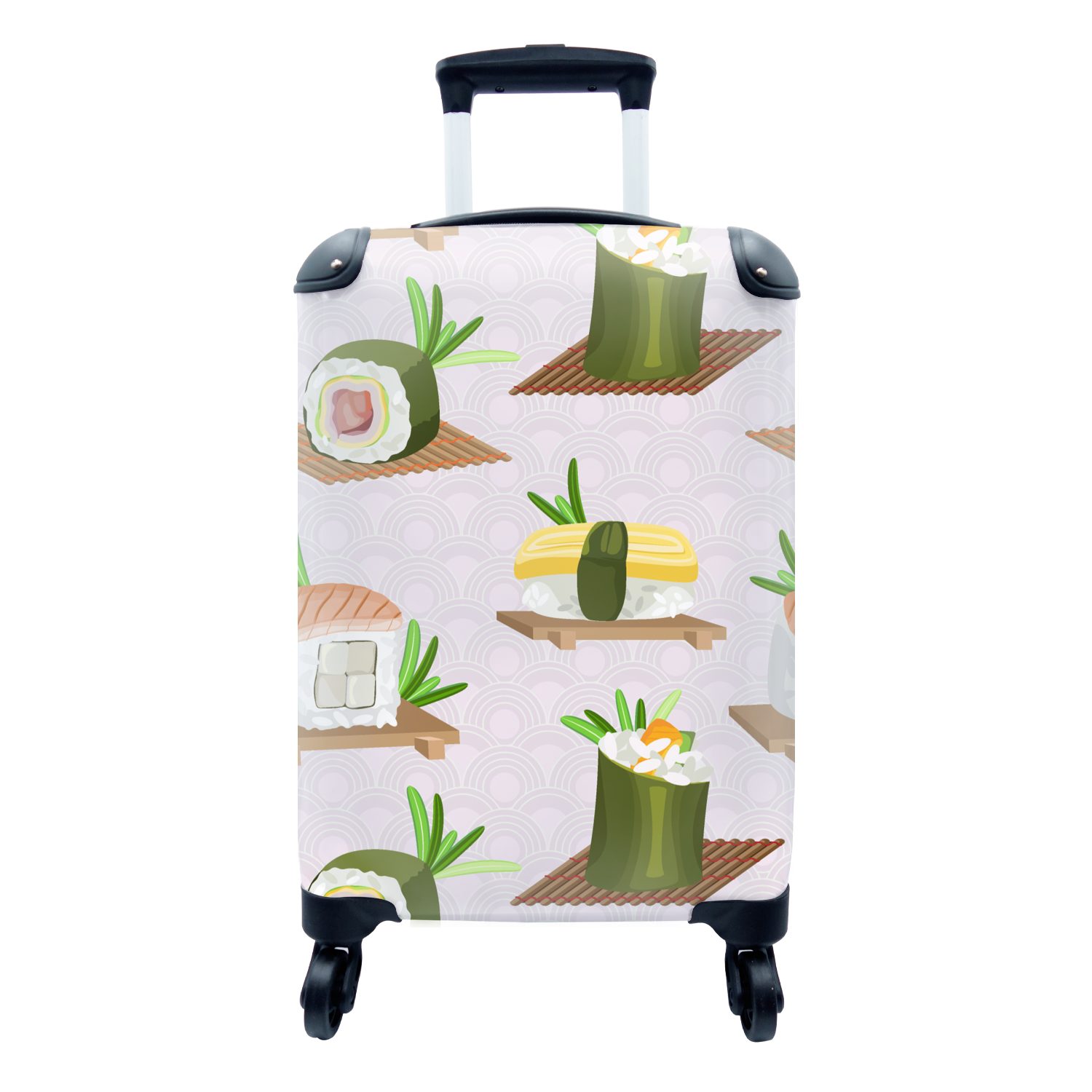 MuchoWow Handgepäckkoffer Muster - Lebensmittel - Sushi - Japan, 4 Rollen, Reisetasche mit rollen, Handgepäck für Ferien, Trolley, Reisekoffer