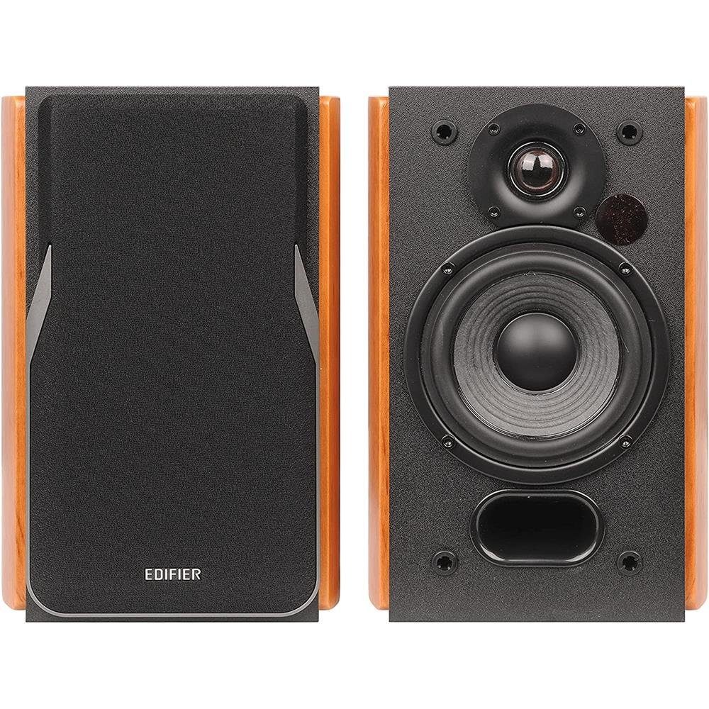 Edifier® R1380DB 2.0 Regal-Lautsprecher und Infrarot-Fernbedienung, Braun (Bluetooth, Regler W, seitliche Höhen für Lautstärke) Bässe, 42