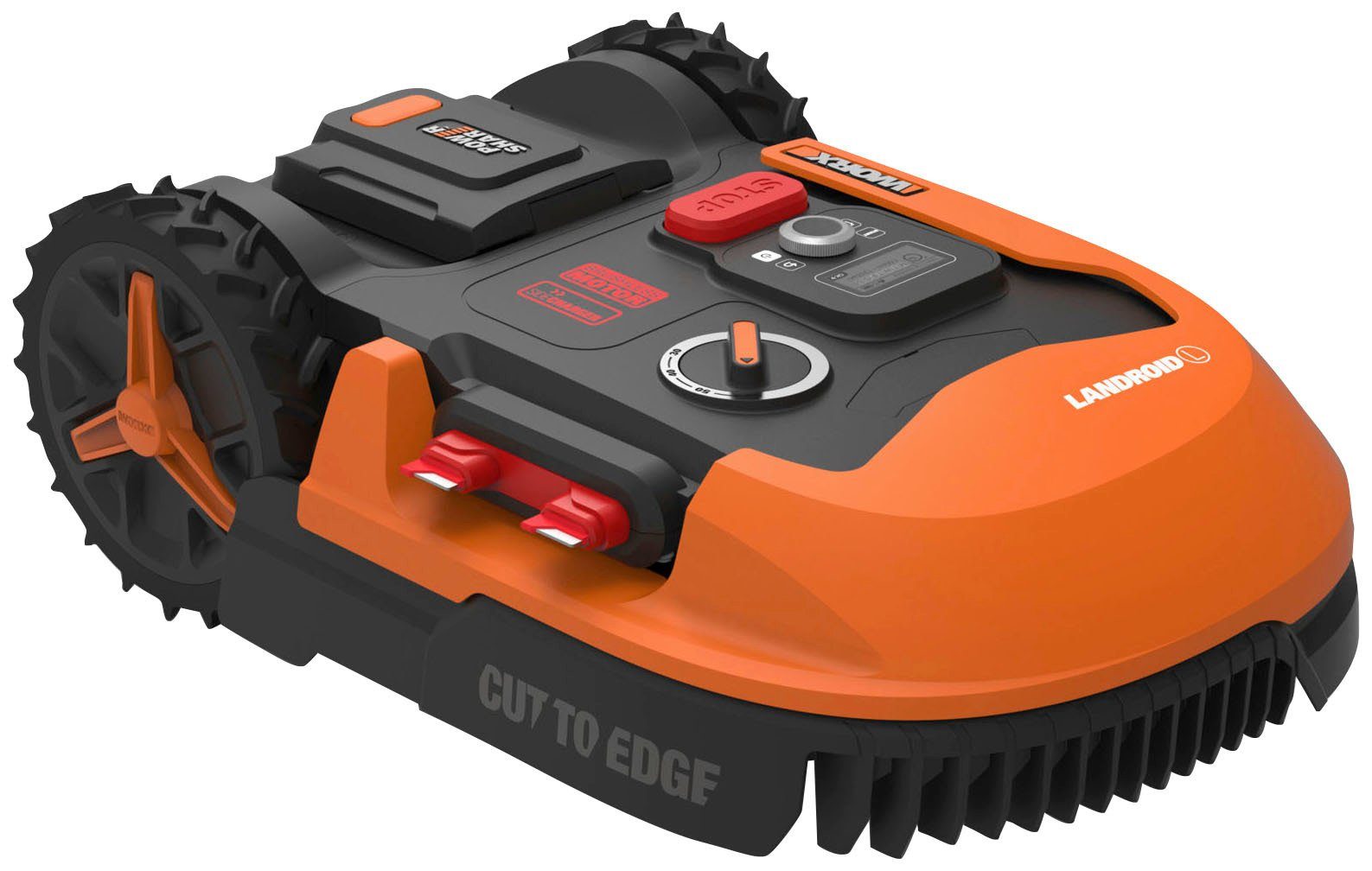 Worx Rasenmähroboter Landroid L1000, bis 1000 m² Rasenfläche, (Set), 1000m², 20V/4Ah, 20cm/30-60mm, WiFi/Bluetooth, Cut to edge, PowerShare orange