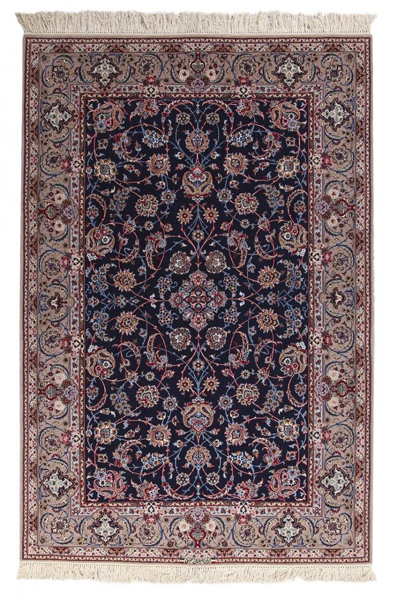 Orientteppich Isfahan Seidenkette 153x231 Handgeknüpfter Orientteppich, Nain Trading, rechteckig, Höhe: 6 mm