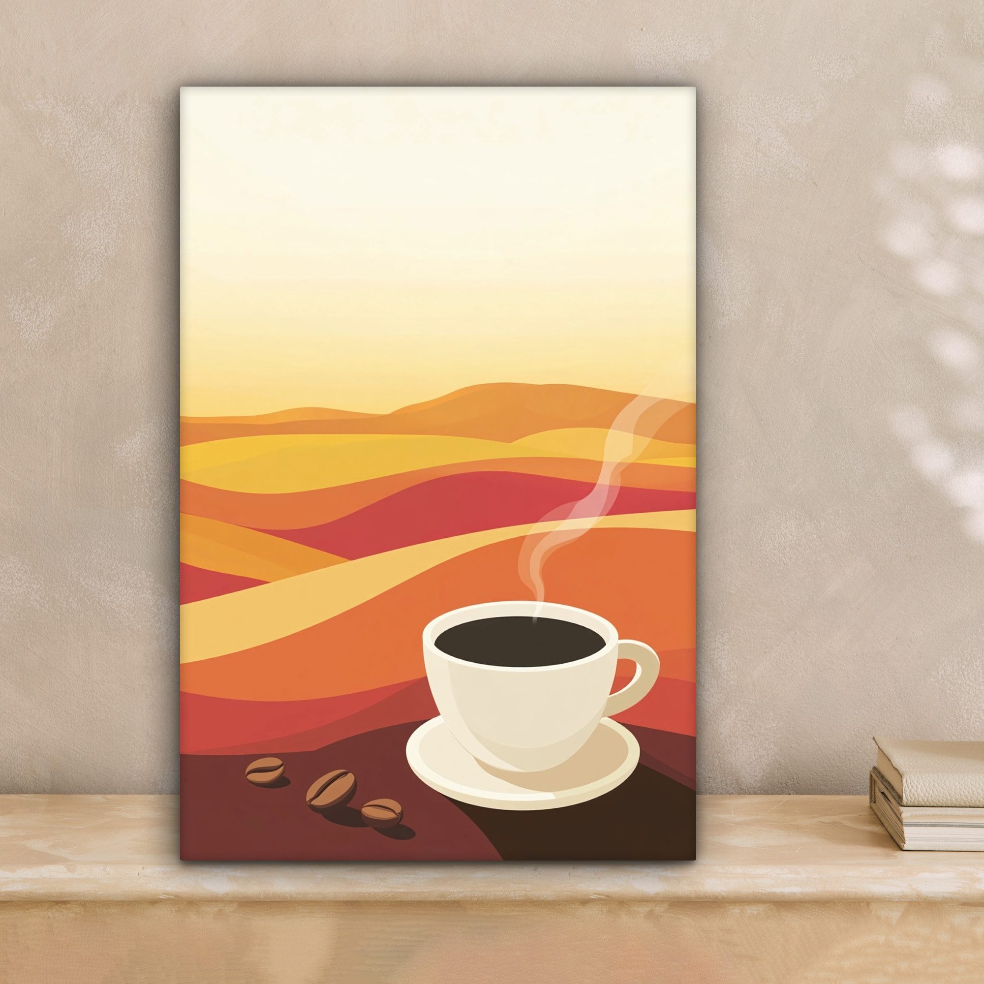 OneMillionCanvasses® Leinwandbild Kaffee - Landschaft - Orange - Kaffeebohn günstig online kaufen