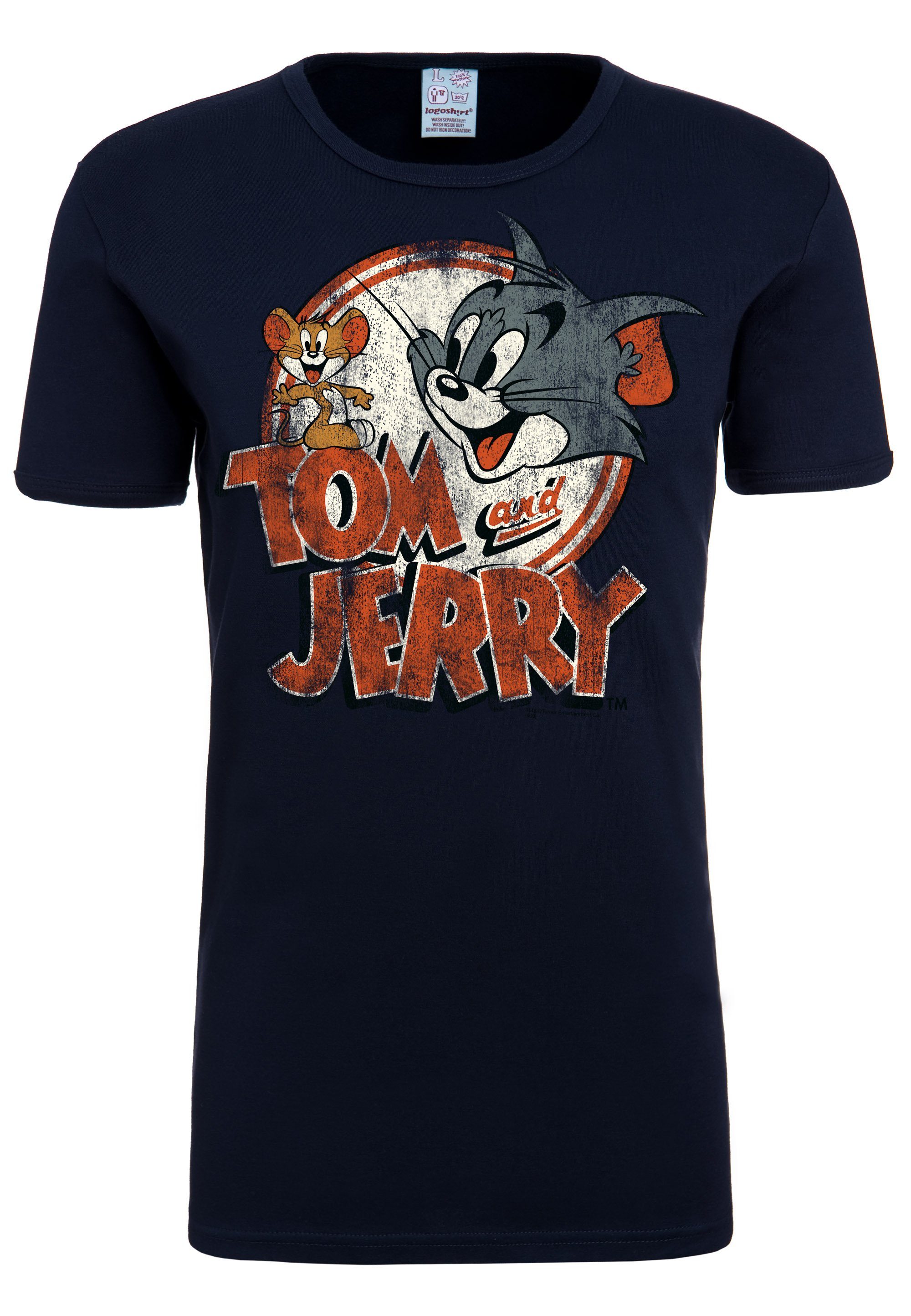 LOGOSHIRT T-Shirt Tom mit schwarz & Originaldesign Jerry lizenziertem