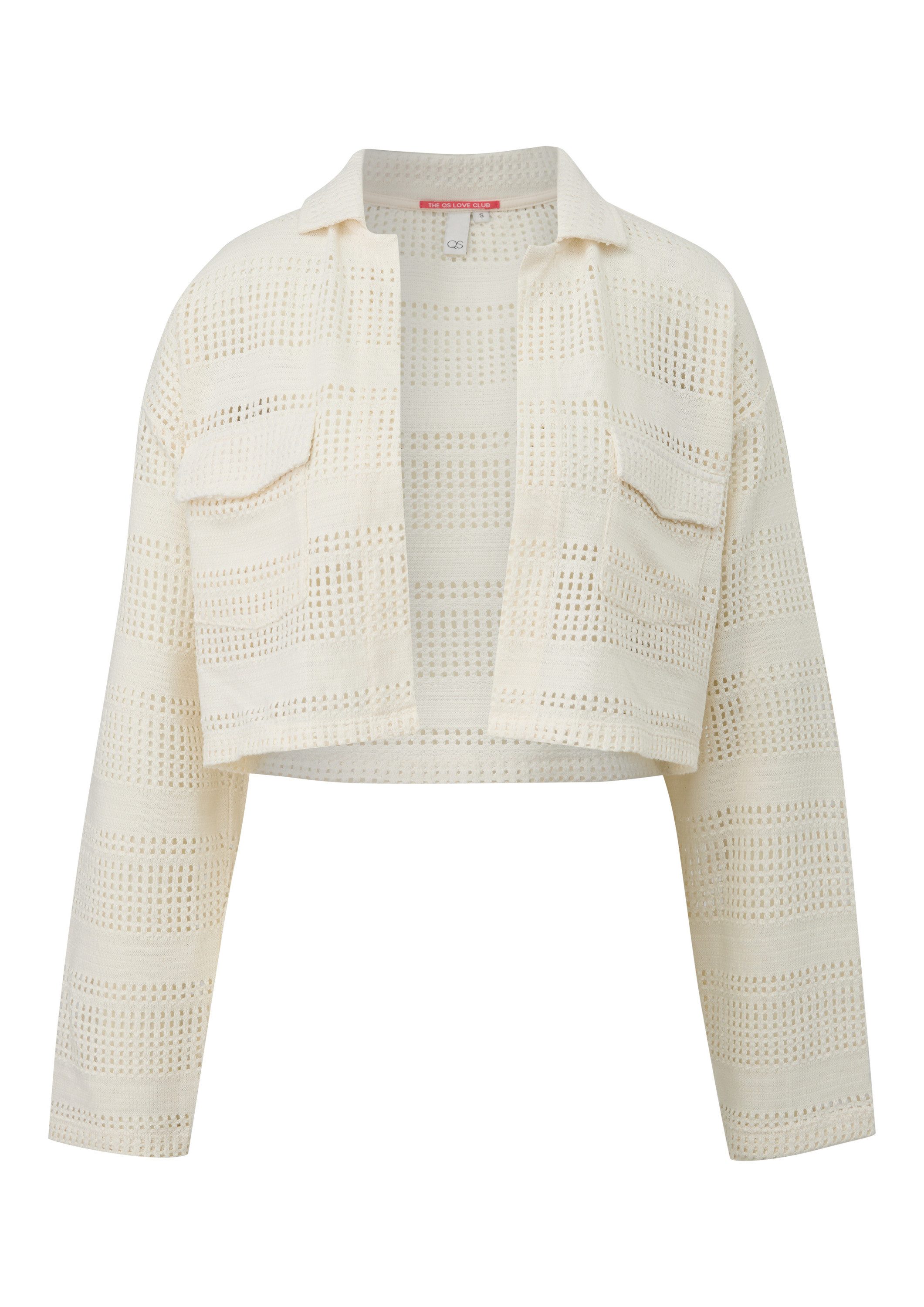 QS Cardigan T-Shirt Leichte Jacke in Häkeloptik