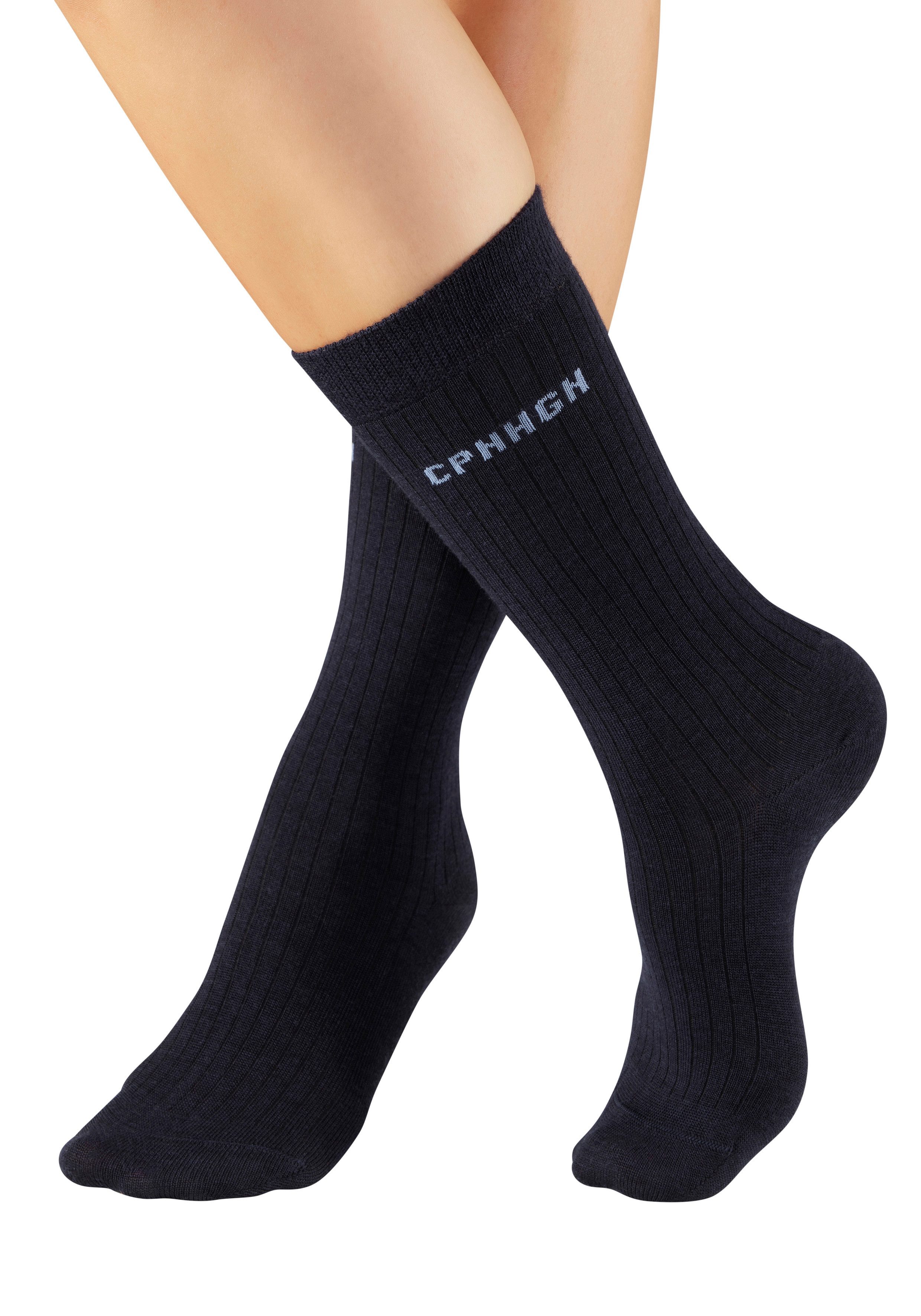 Copenhagen Studios Basicsocken (Packung, 2-Paar) gerippt, mit wärmender Wolle