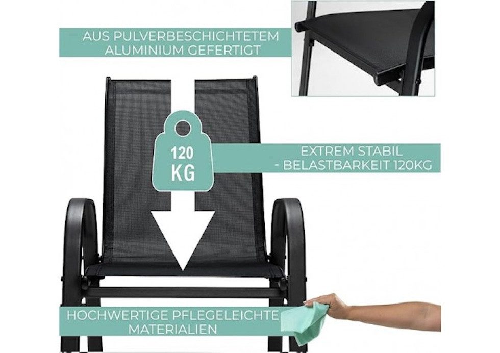 sunnypillow 4-Fußstuhl Stapelstühle schwarz – Hochlehner Gartenstühle mit Armlehnen, 2 Stk. – Bild 5 von 5