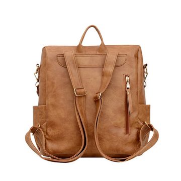 WISHDOR Rucksack Laptoprucksack Schulrucksack rucksack Reiserucksack Kunstleder (Kunstleder 33x36x15 cm, Schultertasche, Notebook Laptop Tasche, Schule Rucksack, Vintage), für Herren Damen Jungen Teenager Freizeit Arbeit Business Reisen