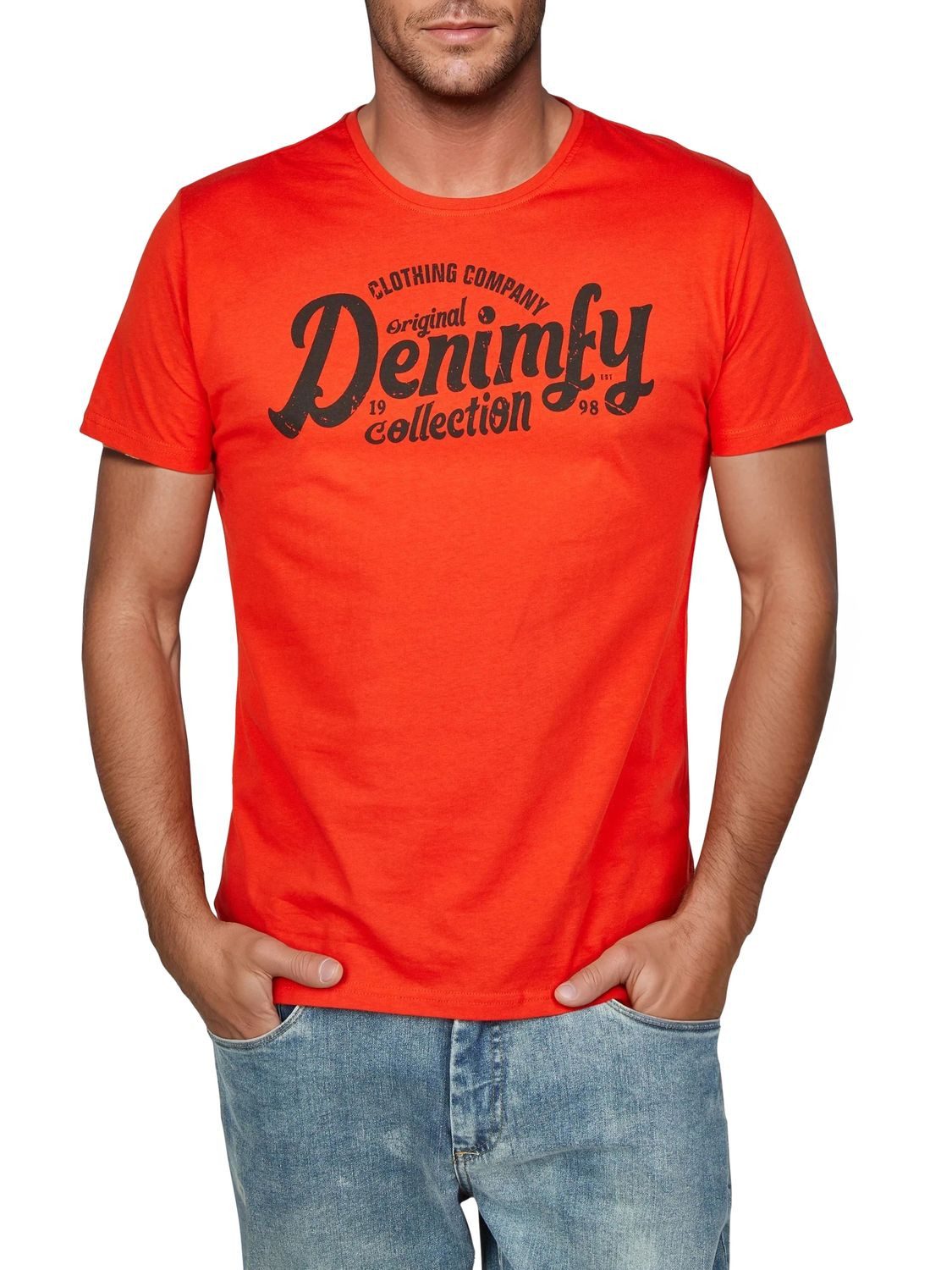 DENIMFY T-Shirt Herren Printshirt DFNuri Regular Fit (Vorteilspack, 4-tlg) Kurzarm Tee Shirt mit Rundhalsausschnitt aus 100% Baumwolle – Bild 5 von 5