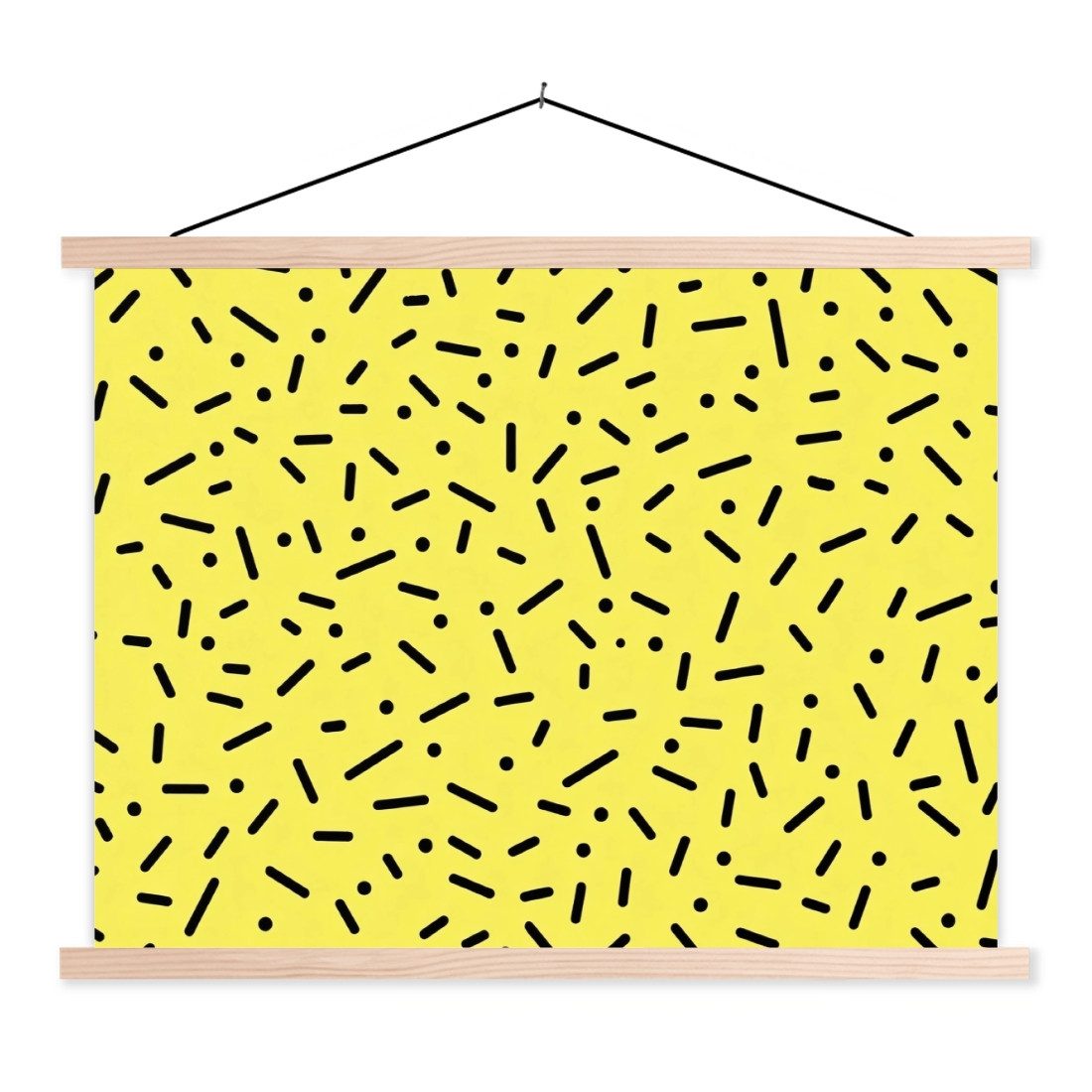 MuchoWow Poster Spiele - Punkte - Streifen - Gelb, (1 St), Posterleiste, Textilposter für Wohnzimmer, Bilderleiste, 40x30 cm