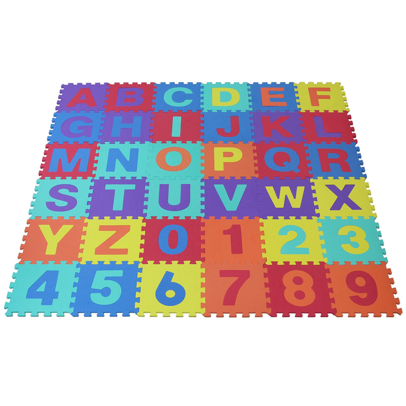 ALPIDEX Puzzlematte Kinder Puzzlematten 36 Matten Buchstaben & Zahlen