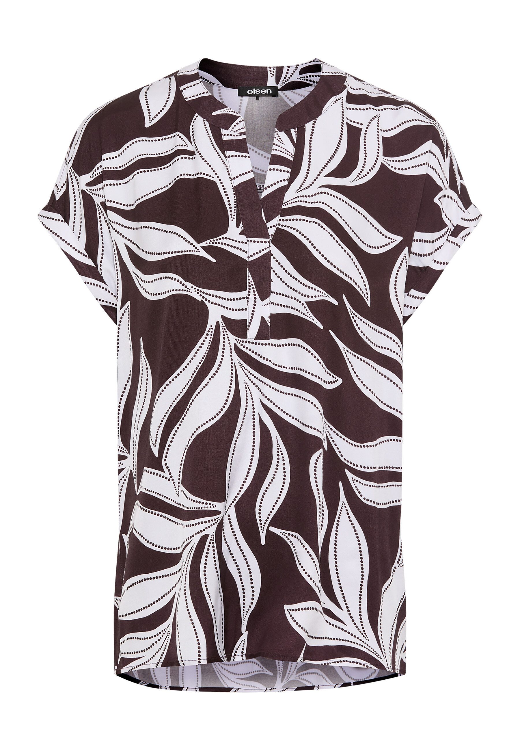 Olsen Hemdbluse Bluse mit Allover-Dessin und Kimonoärmeln