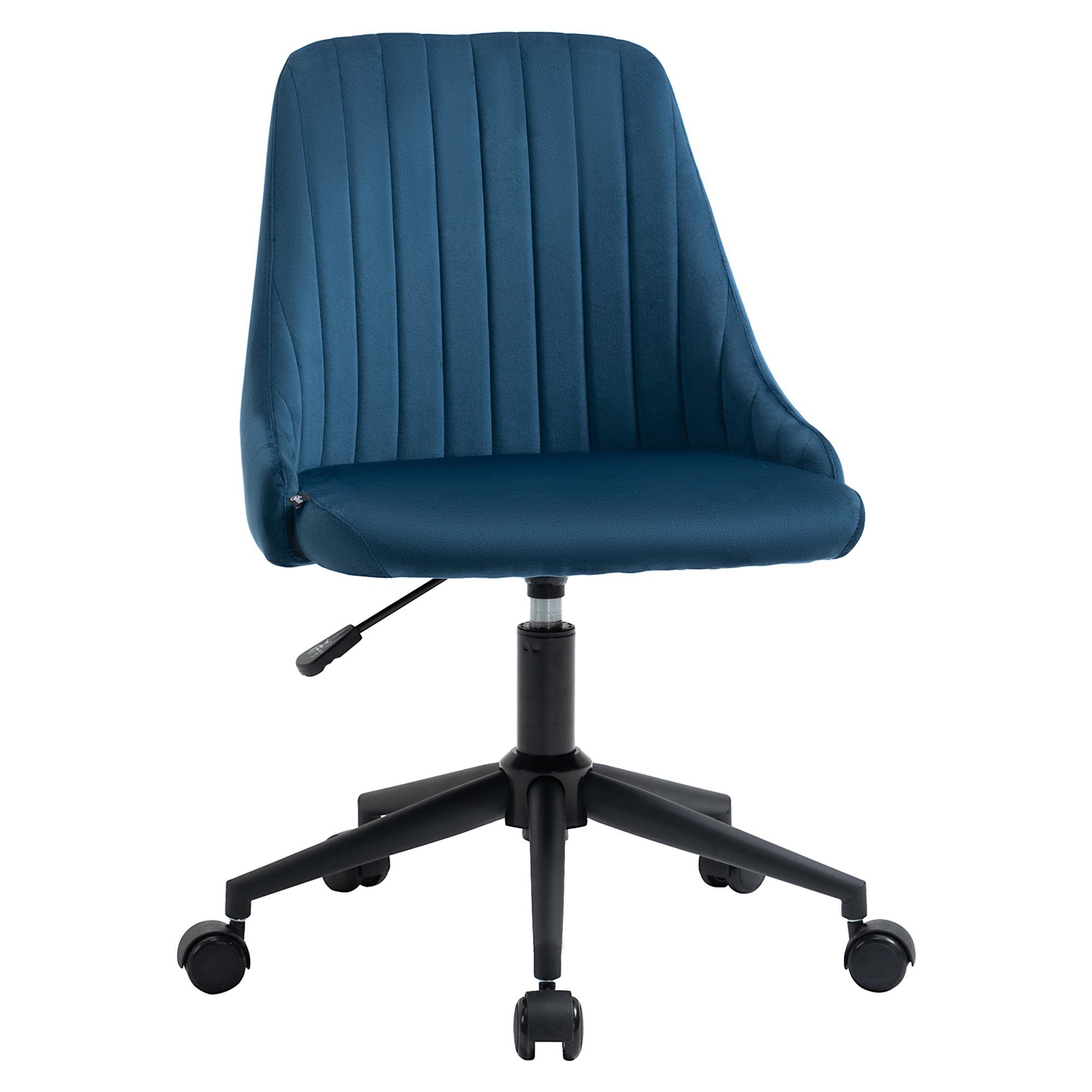 Vinsetto Bürostuhl Blau 1 Samtartiges Ergonomisches Liniendesign Polyester Rückenlehne, St), (Bürostuhl Bürostuhl mit Drehstuhl