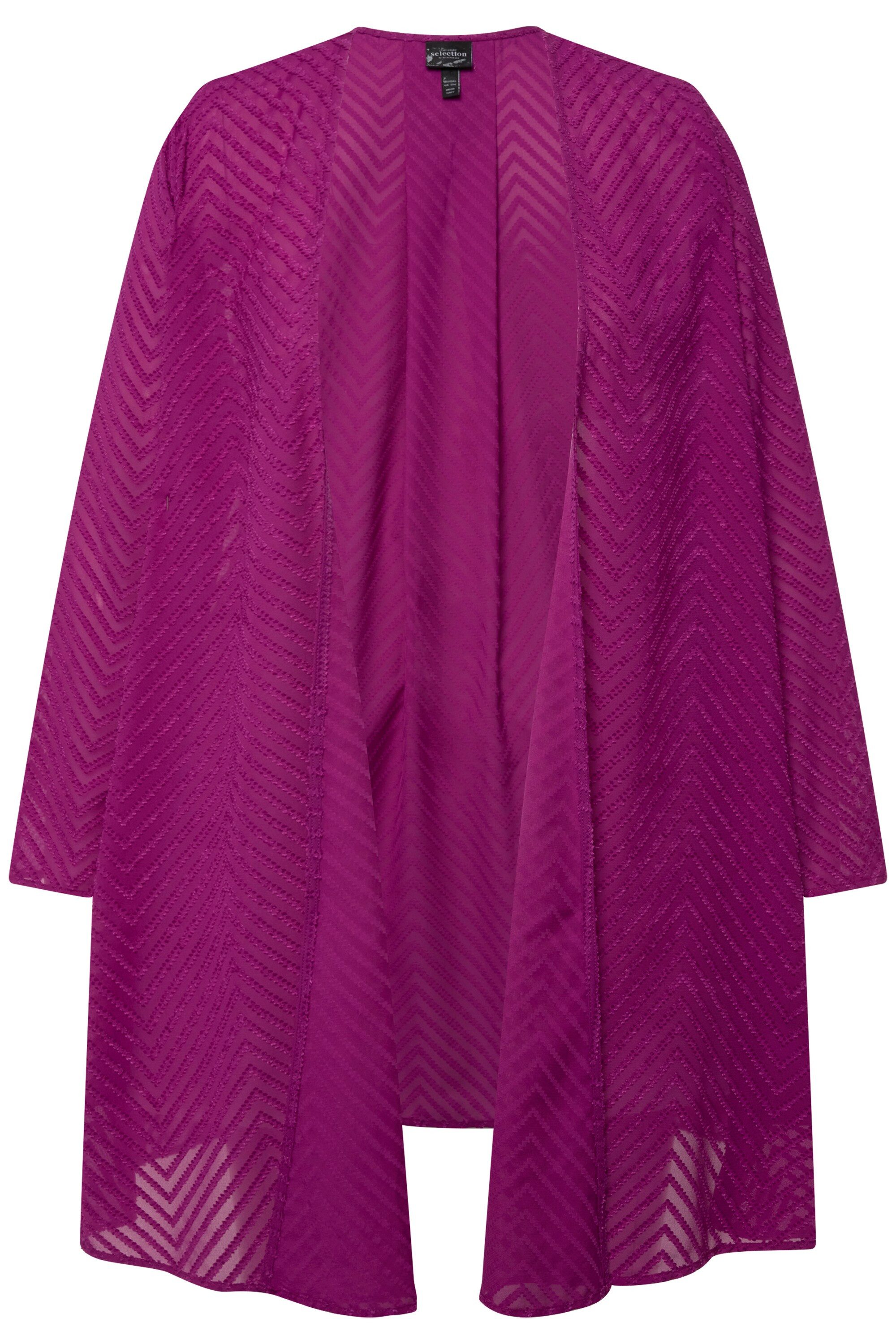 Ulla Popken Blusenjacke Indoorjacke 3D-Zackenmuster A-Linie V-Ausschnitt günstig online kaufen