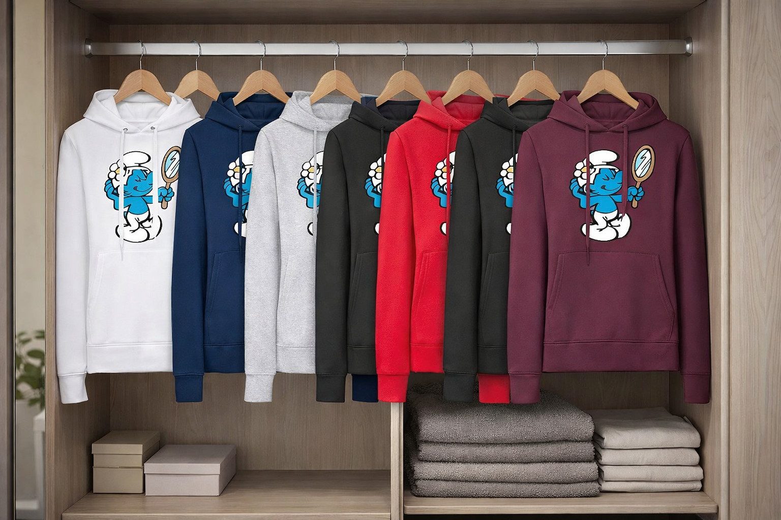 Blondie & Brownie Hoodie Beauty Schlumpf Spiegelmotiv Damen Hoodie Cartoon Streetwear Damen Hoodie Beauty Schlumpf Spiegel Motiv Baumwollmix Kapuze Casual