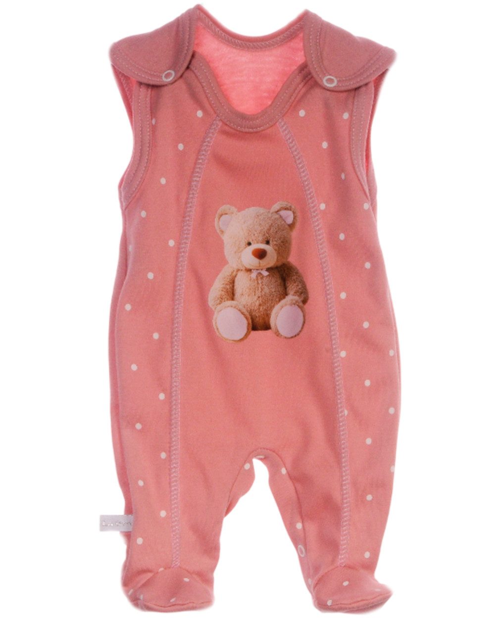 La Bortini Strampler Baby Stramplerhose Einteiler ärmellos unisex mit Bärchen aus Baumwolle, 44 50 56 62 68 74