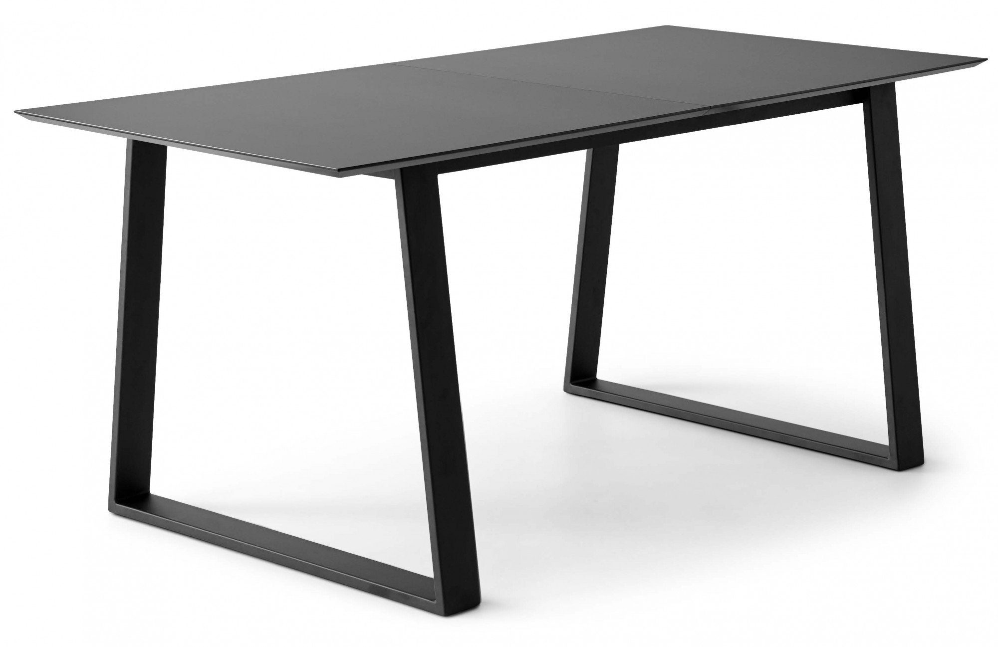 Hammel Furniture Esstisch Meza by Hammel, rechteckige Tischplatte MDF, Trapez Metallgestell, 2 Einlegeplatten Schwarz