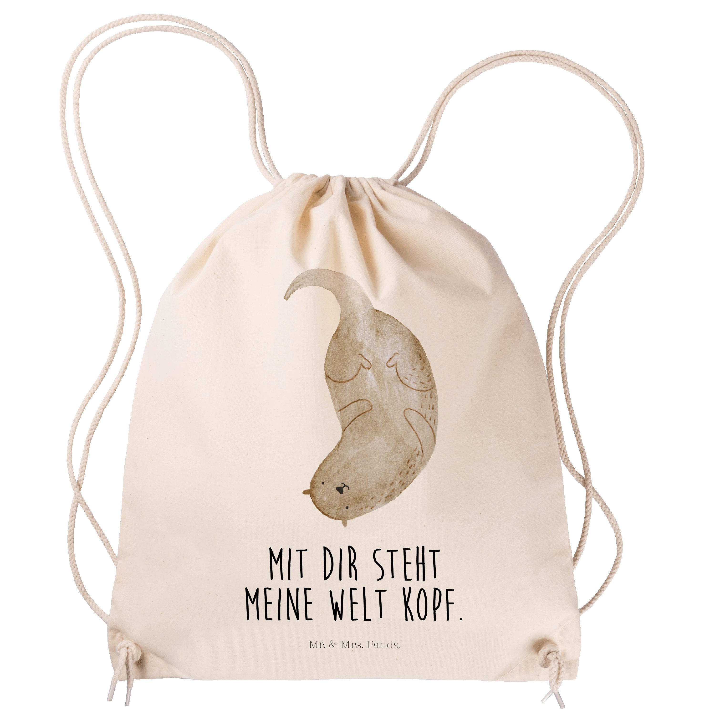 Mr. & Mrs. (1-tlg) Sporttasche kopfüber Sportbeutel, Otter - Seeotter Geschenk, Transparent - Otter Panda