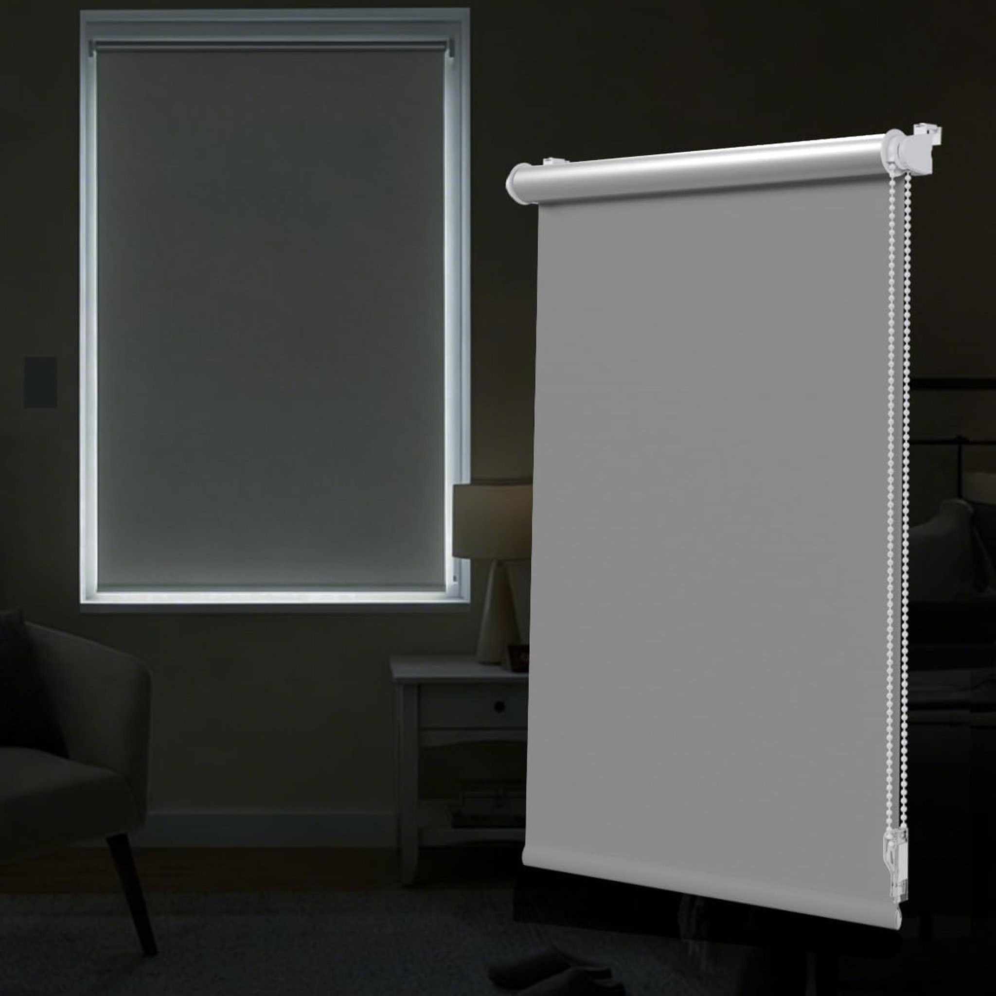 Verdunklungsrollo Klemmfix Tenebra Verdunkelungsrollo-Thermorollo, 35 x 160 cm, grau, Victoria M., blickdicht, ohne Bohren, in Führungsschienen, Klemmfix, Thermo – Isolierung, Mit Magnet