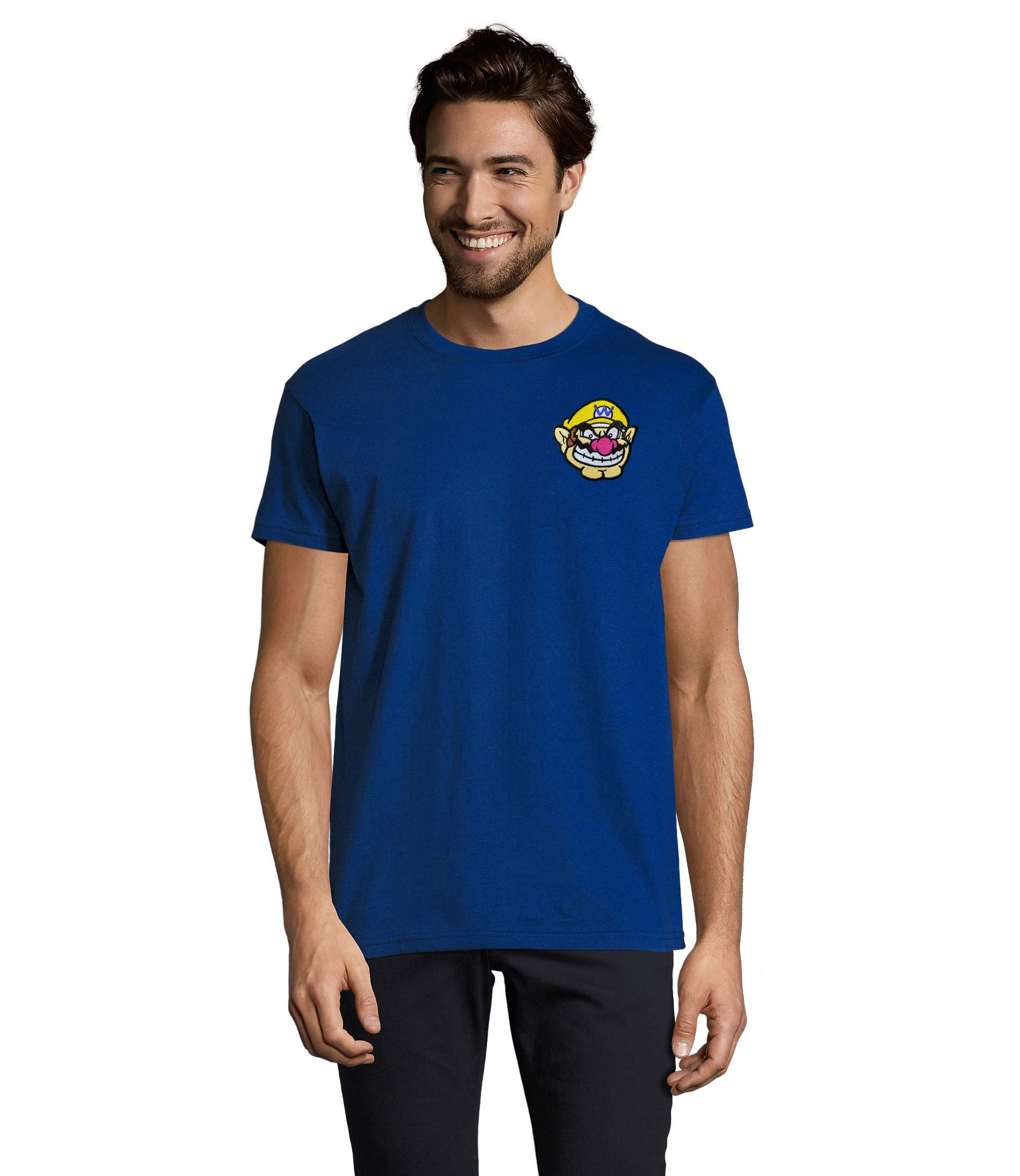 Blondie & Brownie T-Shirt WarioPatch H Tee Herren Gamer Shirt Retro Rundhals Freizeit WarioPatch Retro Herren Shirt